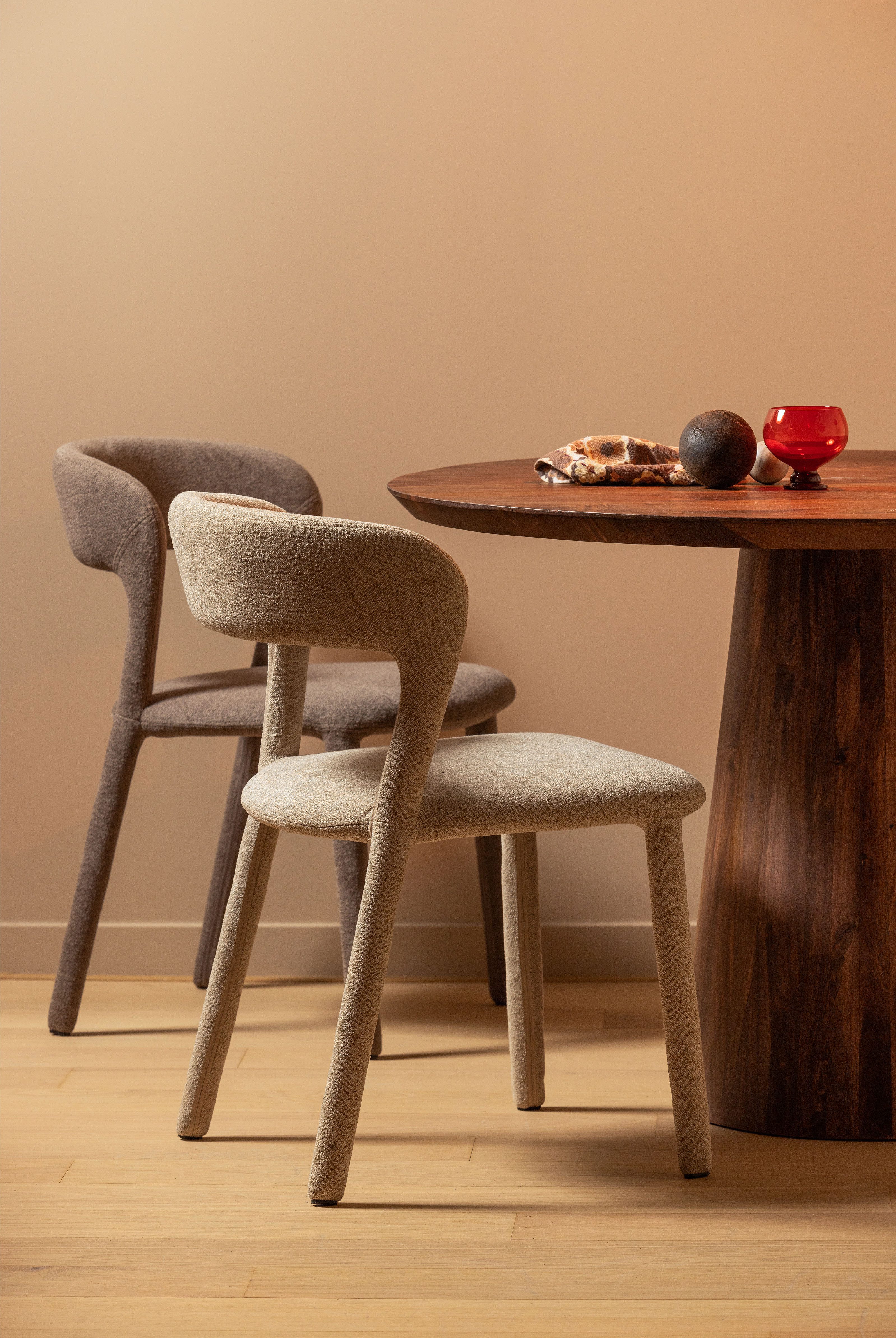 WOOOD Eetkamerstoel Noble volledig met stof bekleed, hoogte 76 cm x breedte 51 cm (set, 2 stuks)