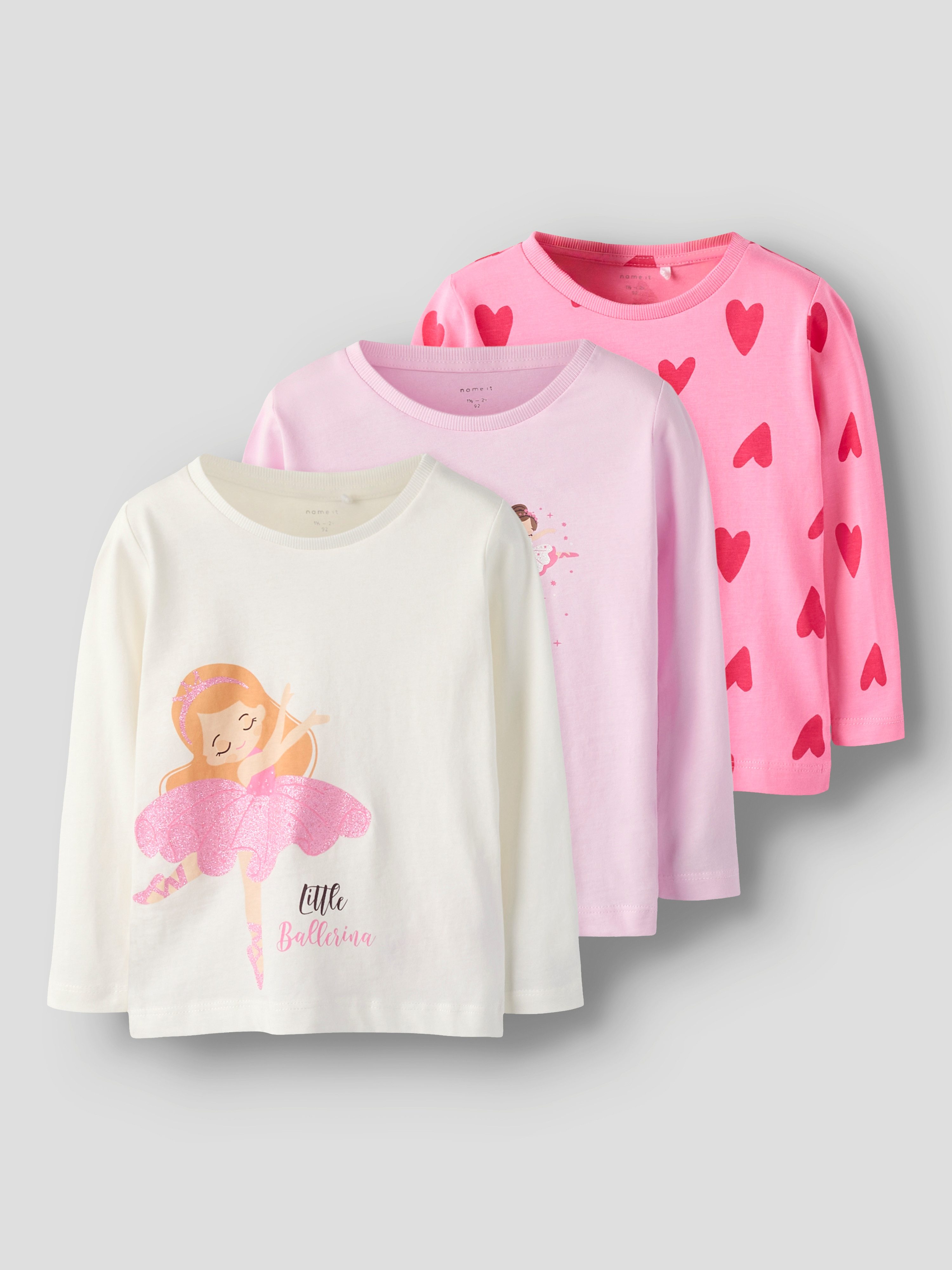 Name It Shirt met lange mouwen NMFNIA 3P LS TOP (set, 3-delig)