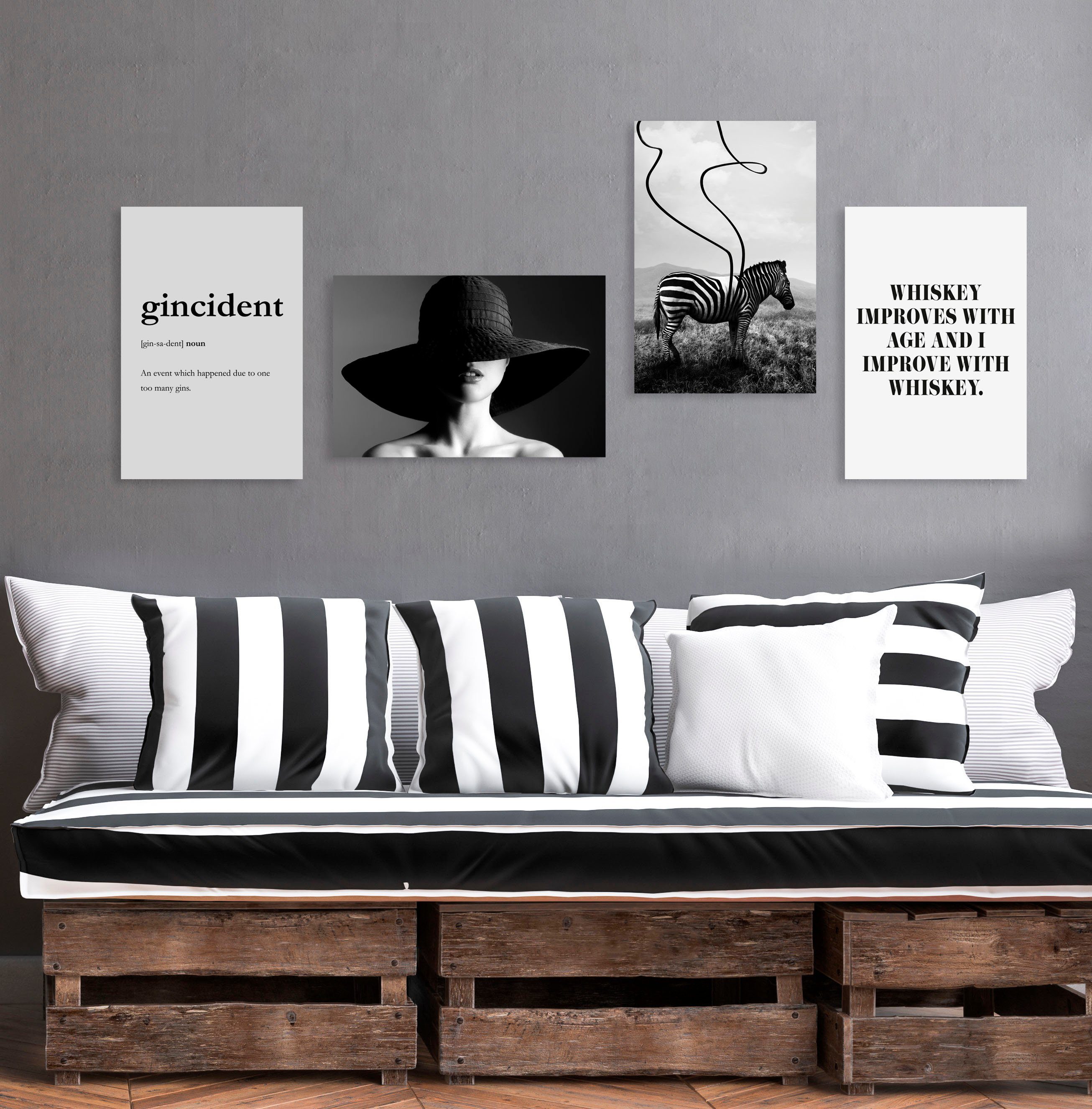 queence Wanddecoratie Gincident HD premium posterdruk incl. houten lijst (1 stuk)
