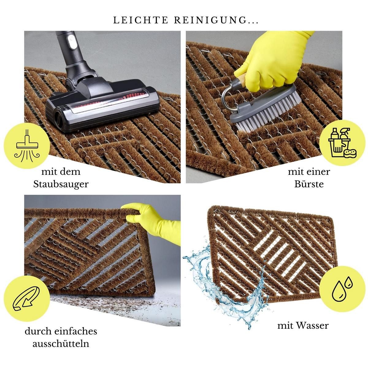 HANSE Home Mat Grid Brushes Mat, deurmat Raster, robuust, borstels, binnen, buiten, vuilafstotend, weerbestendig