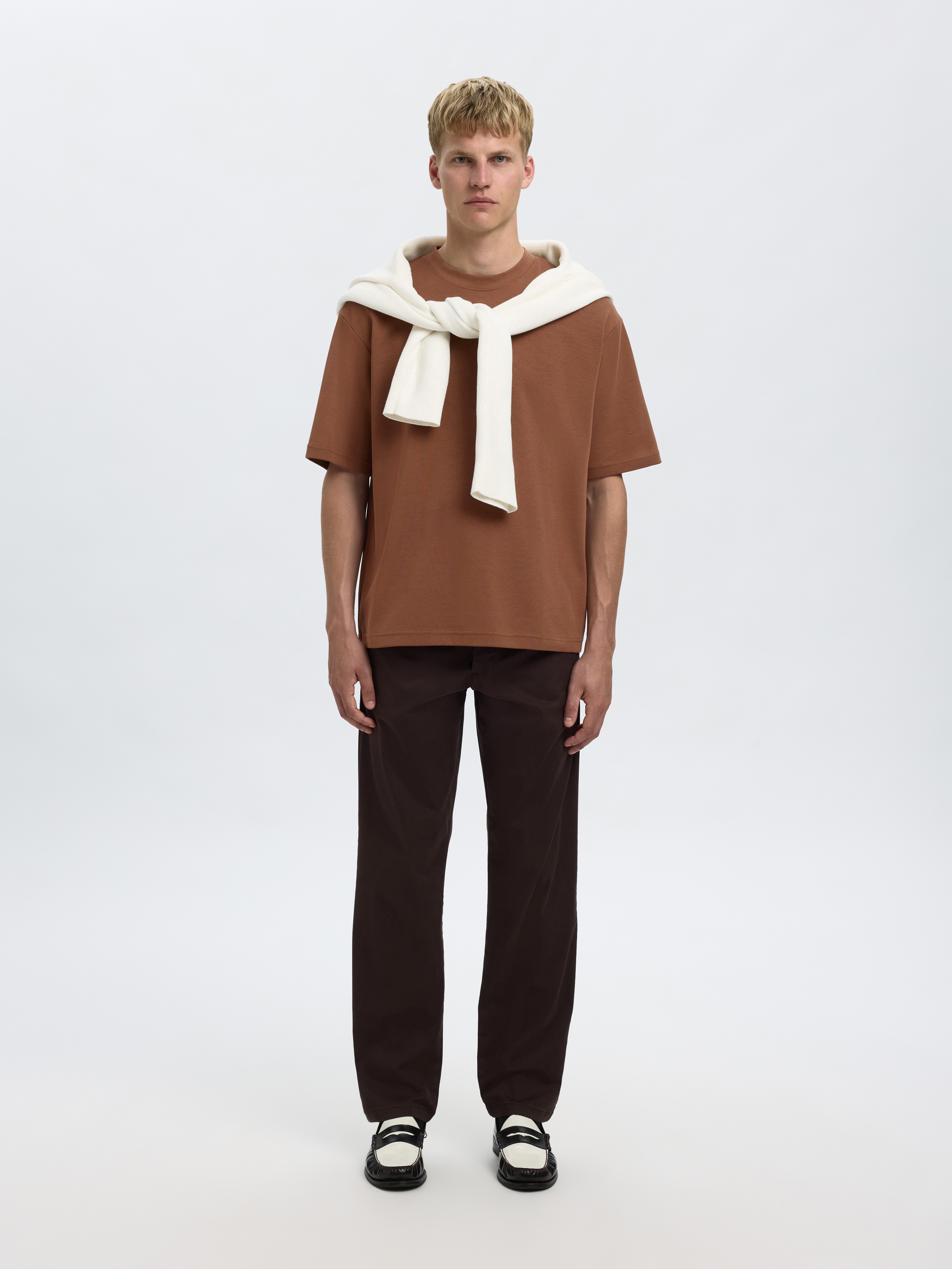 SELECTED HOMME Shirt met ronde hals SLHLOOSEOSCAR SS O-NECK TEE NOOS