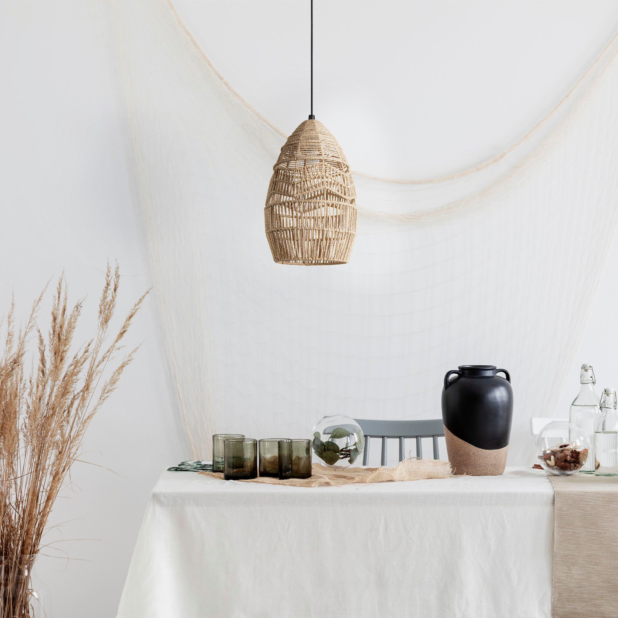 Paco Home Hanglamp Villa Hanglamp LED eettafel lamp Boho papier E27 natuur
