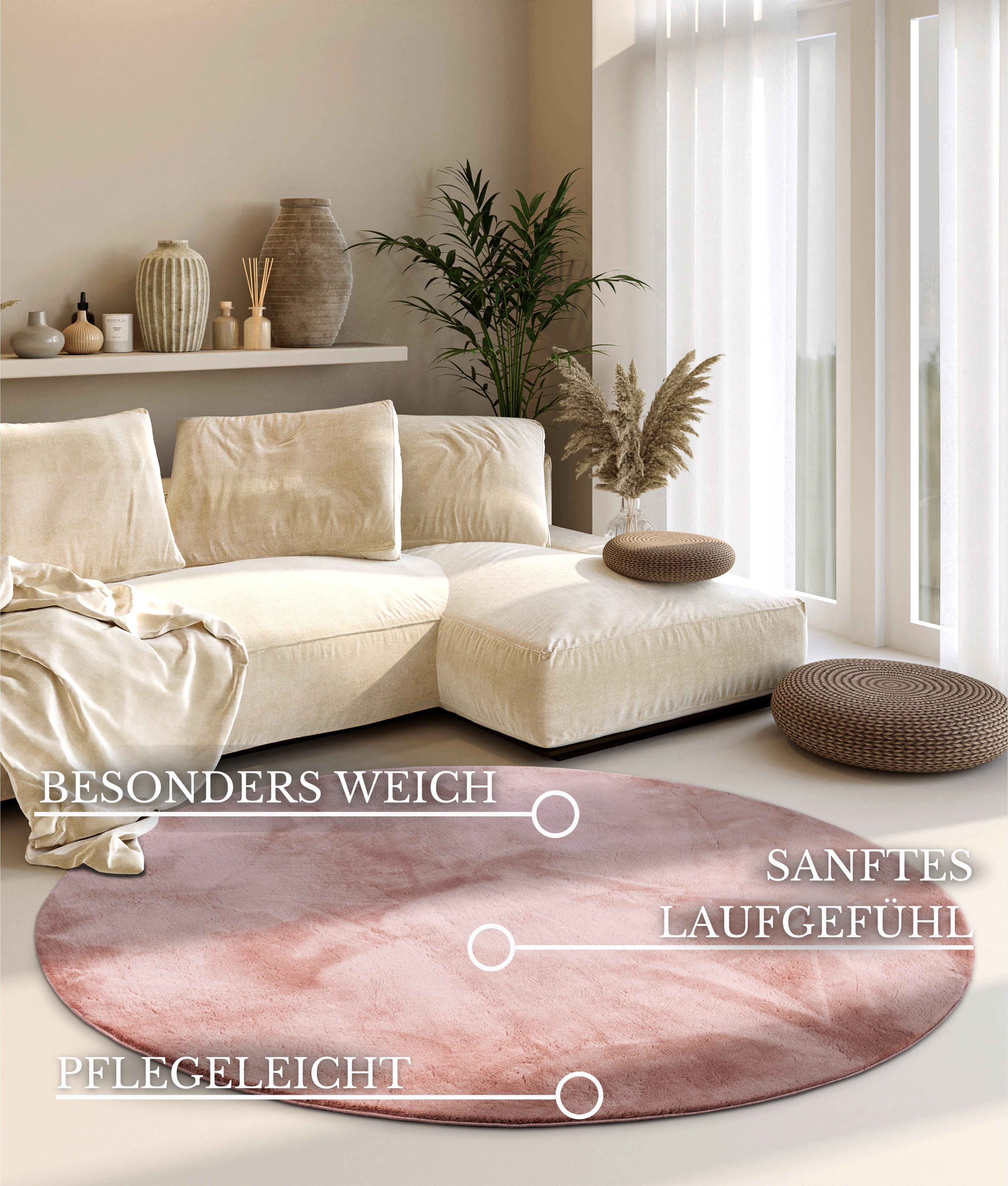 Villeroy & Boch Vloerkleed Leon Lange pool, shaggy, effen, pluizig, zacht, glanzend, modern, effen