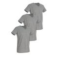 stedman shirt met v-hals classic cut v-neck in een set van 3 in een eenvoudig design (set) grijs