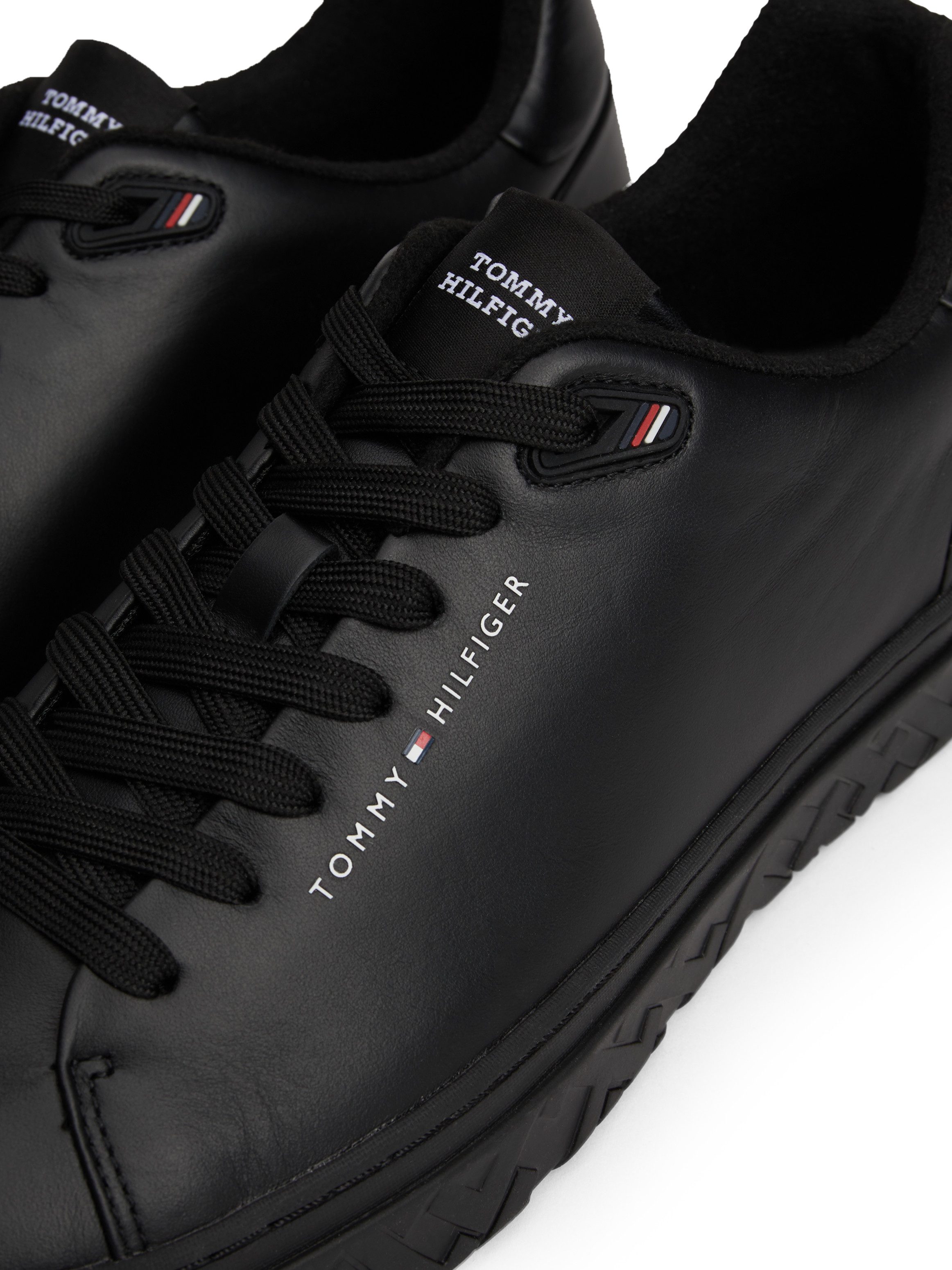 Tommy Hilfiger Sneakers COURT THICK CUPSOLE LEATHER , plateau, vrijetijdsschoen, lage schoen, veterschoen met logo