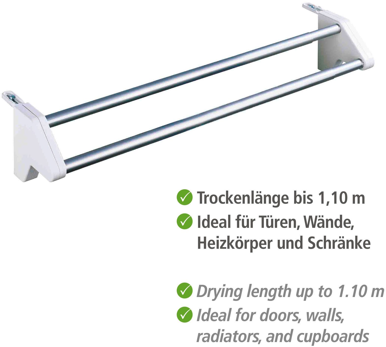 WENKO Radiator-wasrek Model Twin uitschuifbare wasdroger om aan deuren en radiatoren te hangen (1-delig)