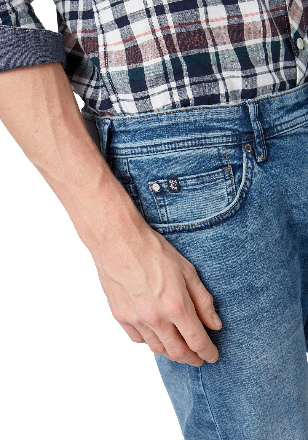 Tom Tailor Denim 5-pocket jeans PIERS met geruit patroon