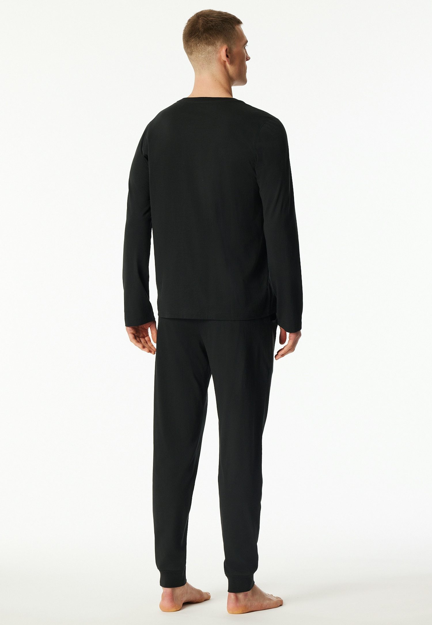 Schiesser Pyjama Modern Nightwear zijzakken, borstzak, lange mouw, katoen, single jersey (2-delig)