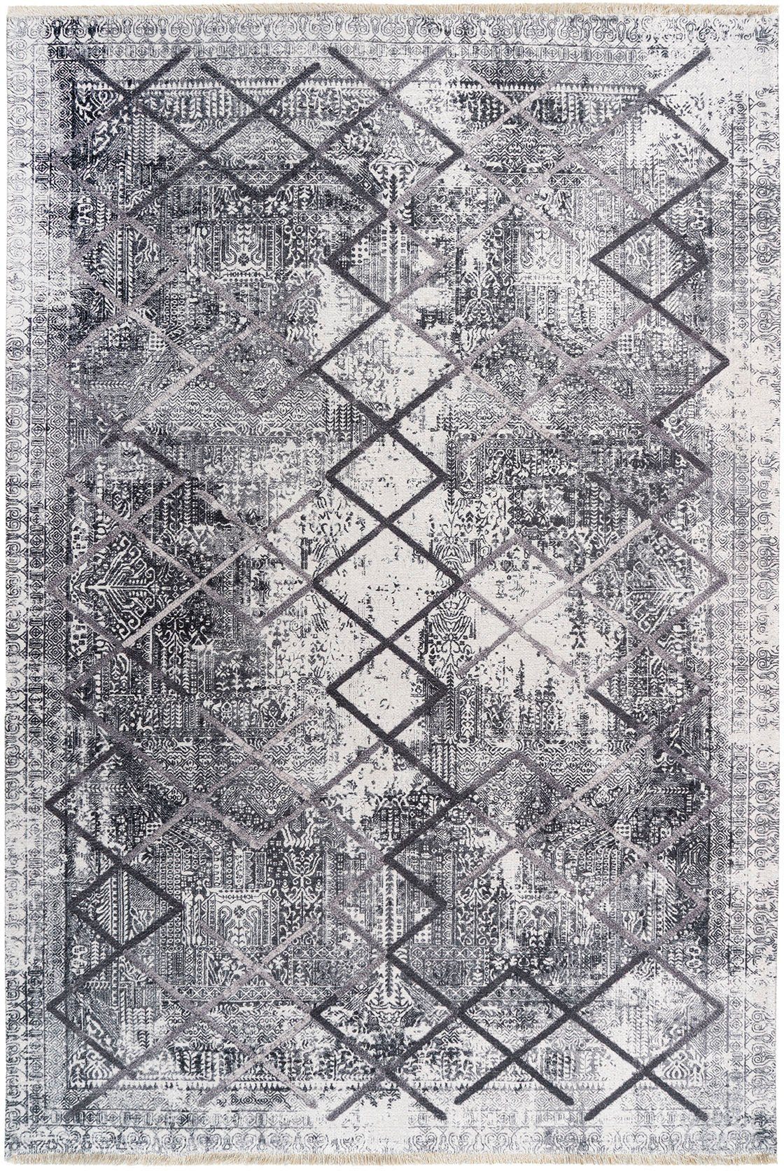 Obsession Vloerkleed My Valencia 633 gerecyclede materialen, modern ruit-design, met franje, wasbaar
