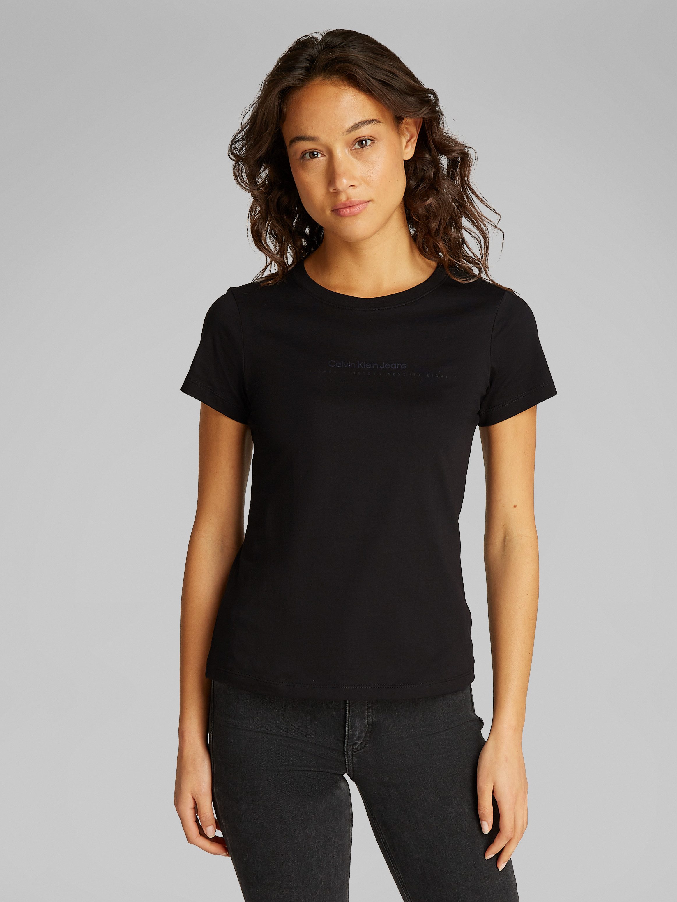 Calvin Klein Shirt met ronde hals INSTITUTIONAL GRAPHIC SLIM TEE