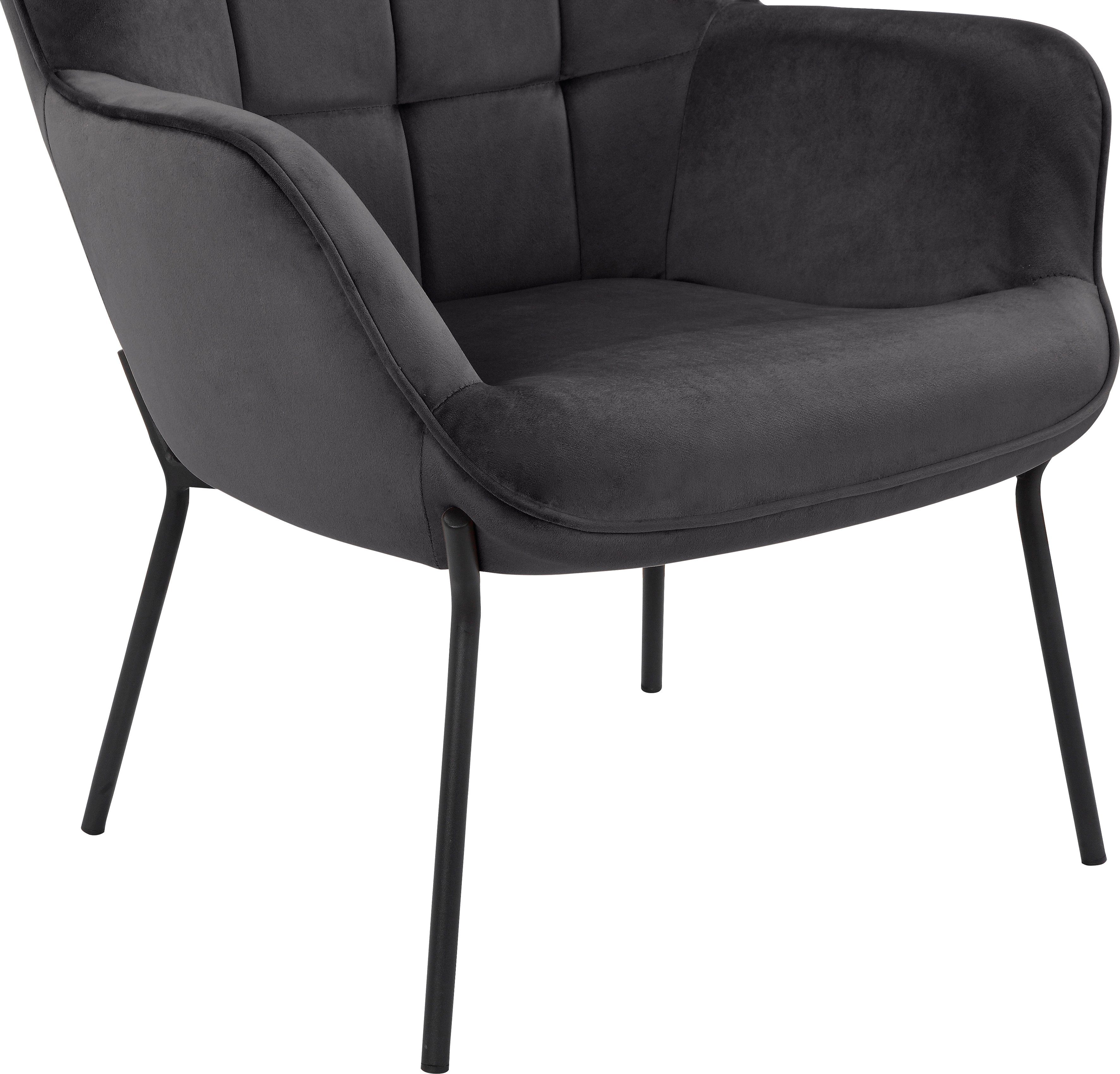 OTTO products Loungestoel Luukas, ovale stoel met metalen poten Stof gerecycled polyester, zacht verdikte zitting en rugleuning, zithoogte 46 cm (1 stuk)