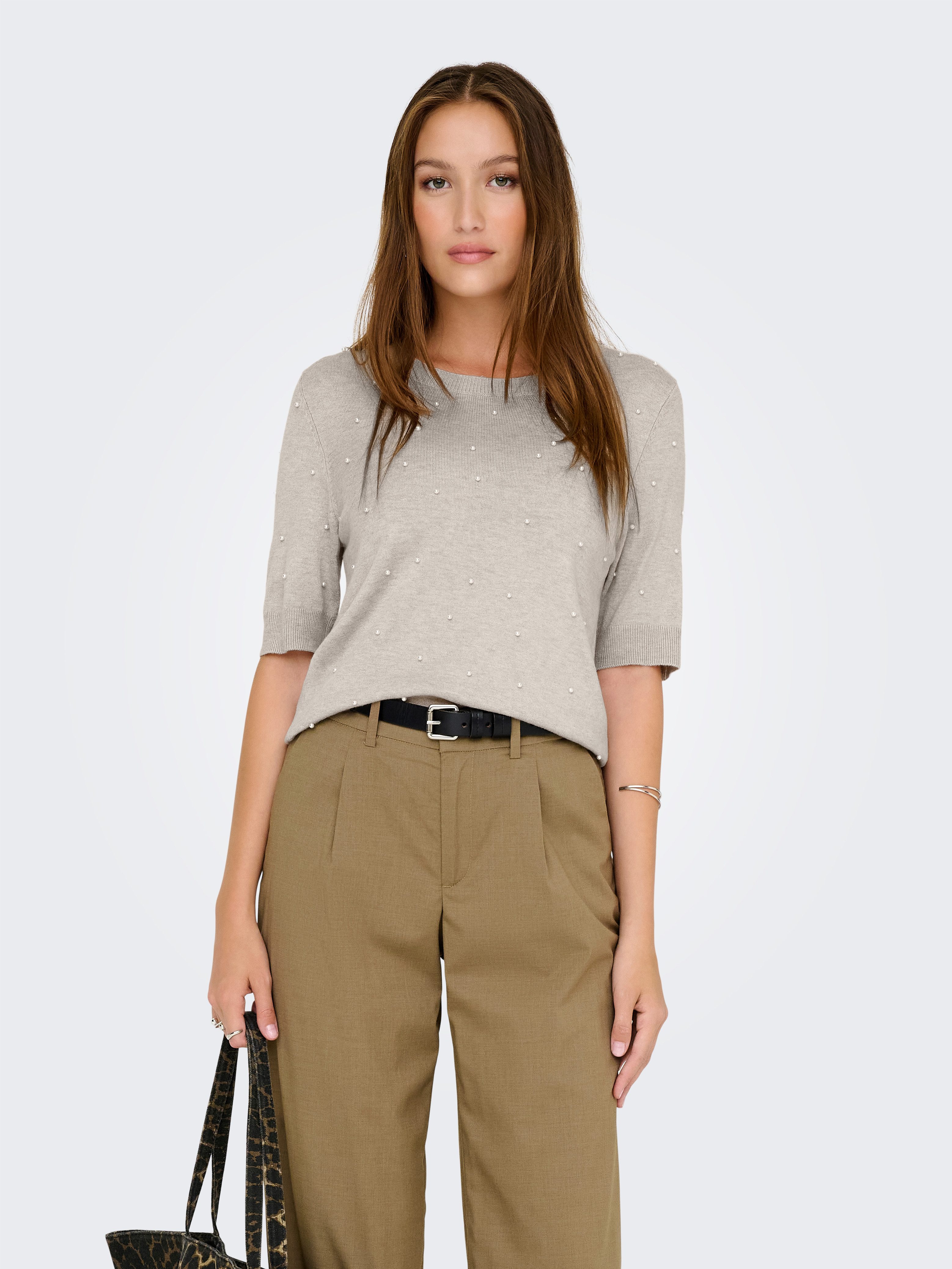 Only Trui met korte mouwen ONLVENICE LIFE SS PEARL O-NECK KNT