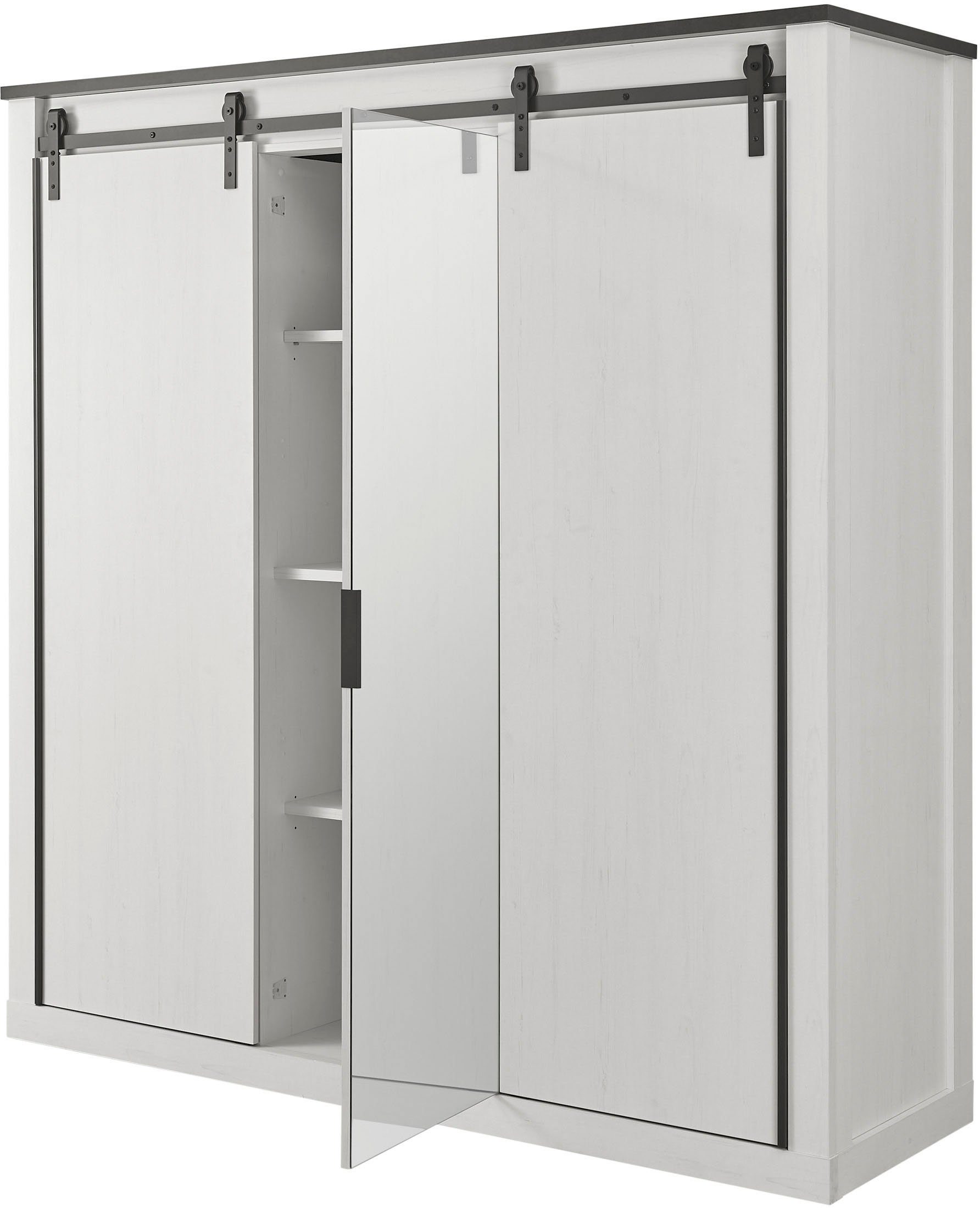 Home affaire Slaapkamerserie Sherwood Ligoppervlak 180 x 200 cm, kast 3-deurs 201 cm breed (4-delig)