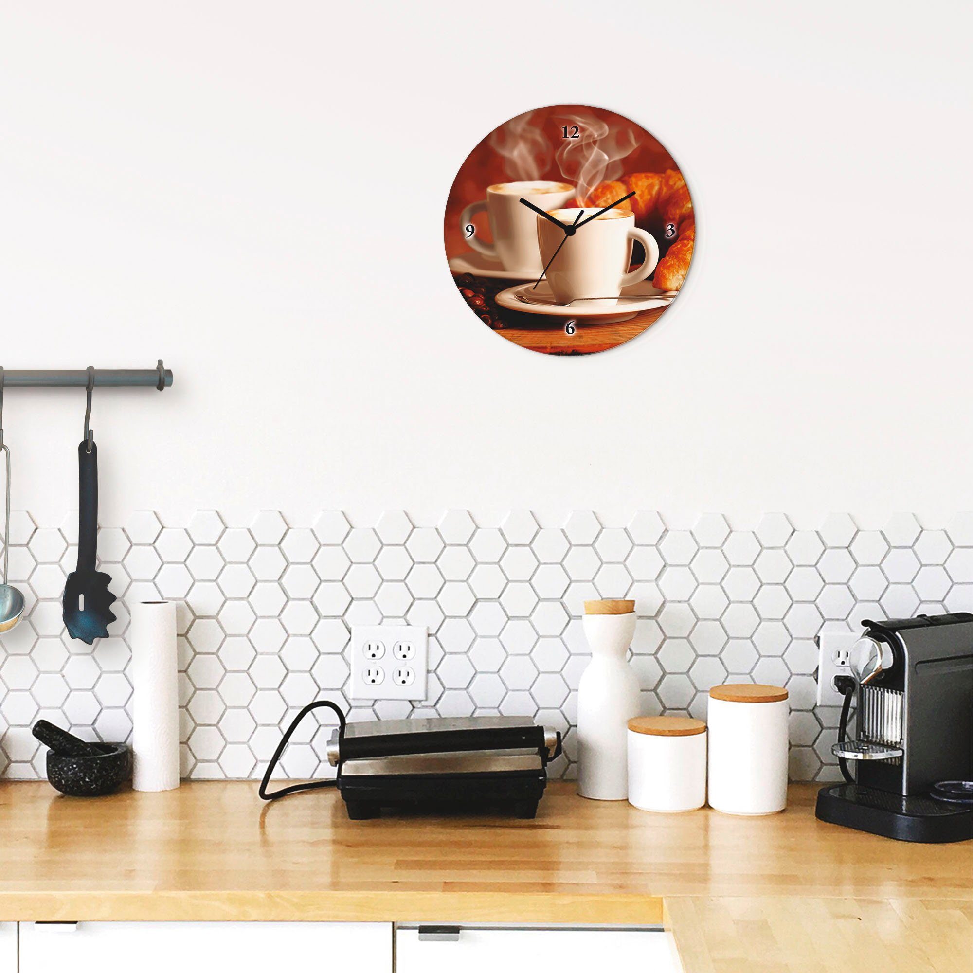 Artland Wandklok Stomende cappuccino en croissant optioneel verkrijgbaar met kwarts- of radiografisch uurwerk, geruisloos zonder tikkend geluid