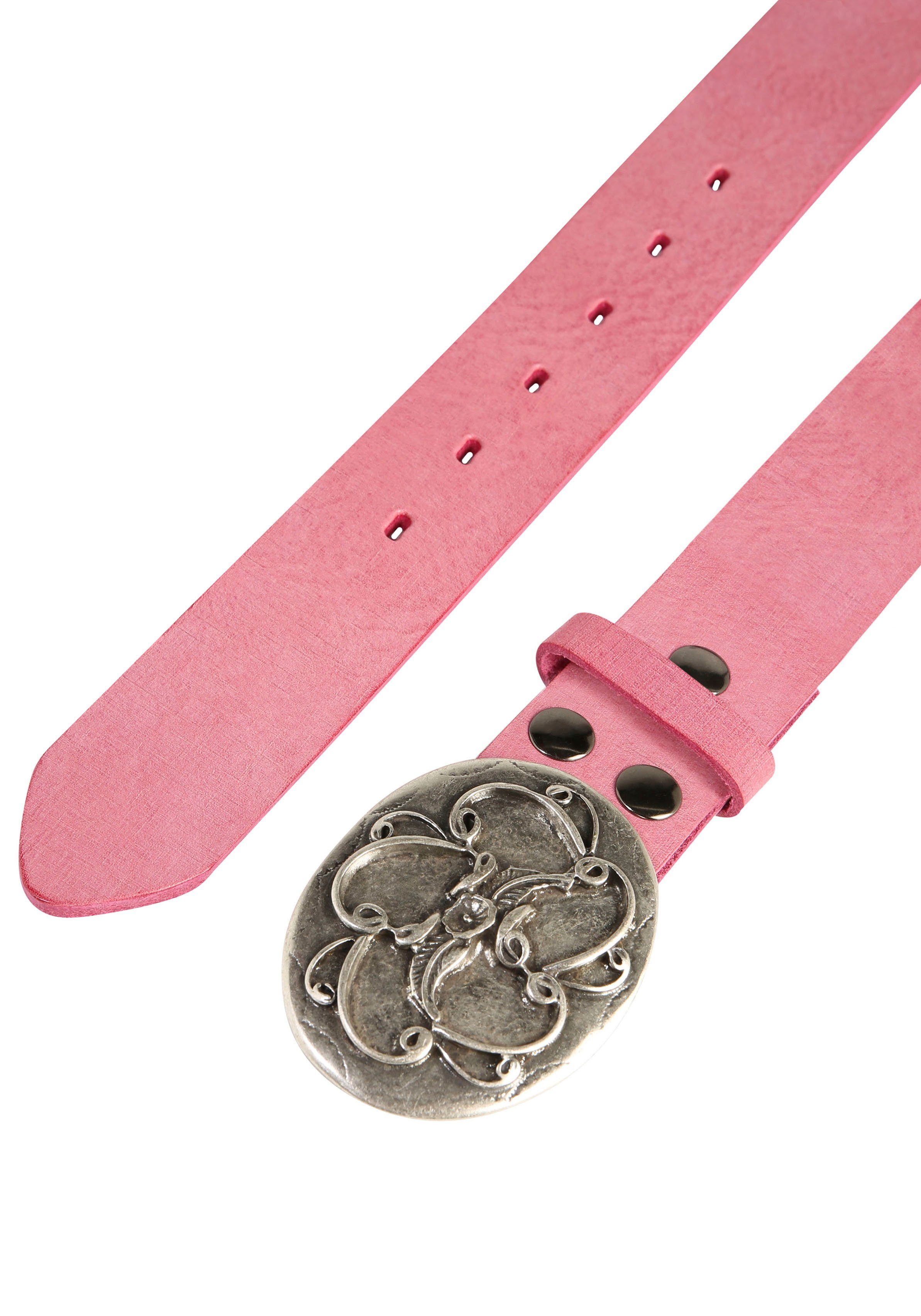 RETTUNGSRING by showroom 019° Leren riem met verwisselbare sluiting "bloem krul"