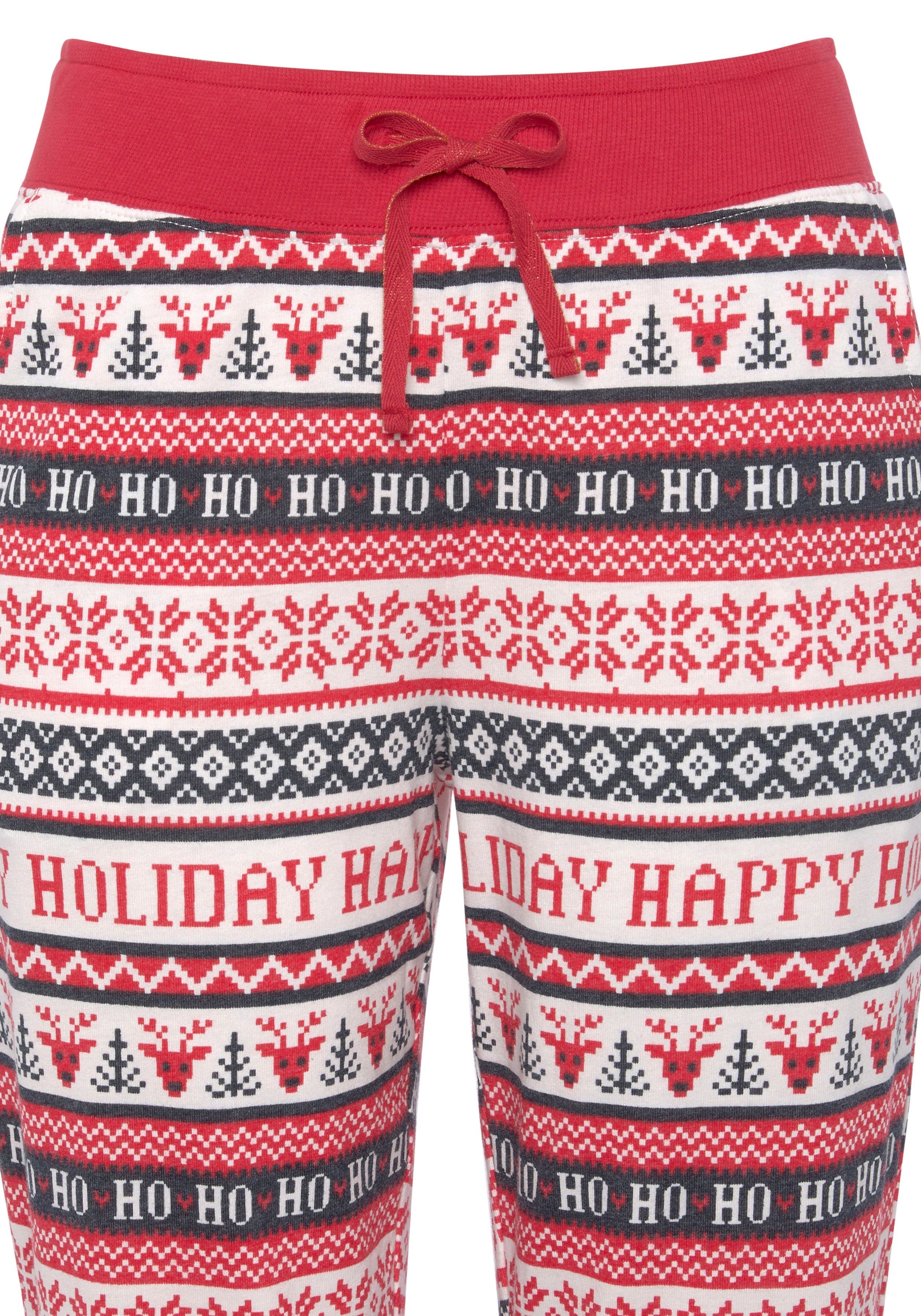 Lascana Pyjama met winterse print (2-delig)