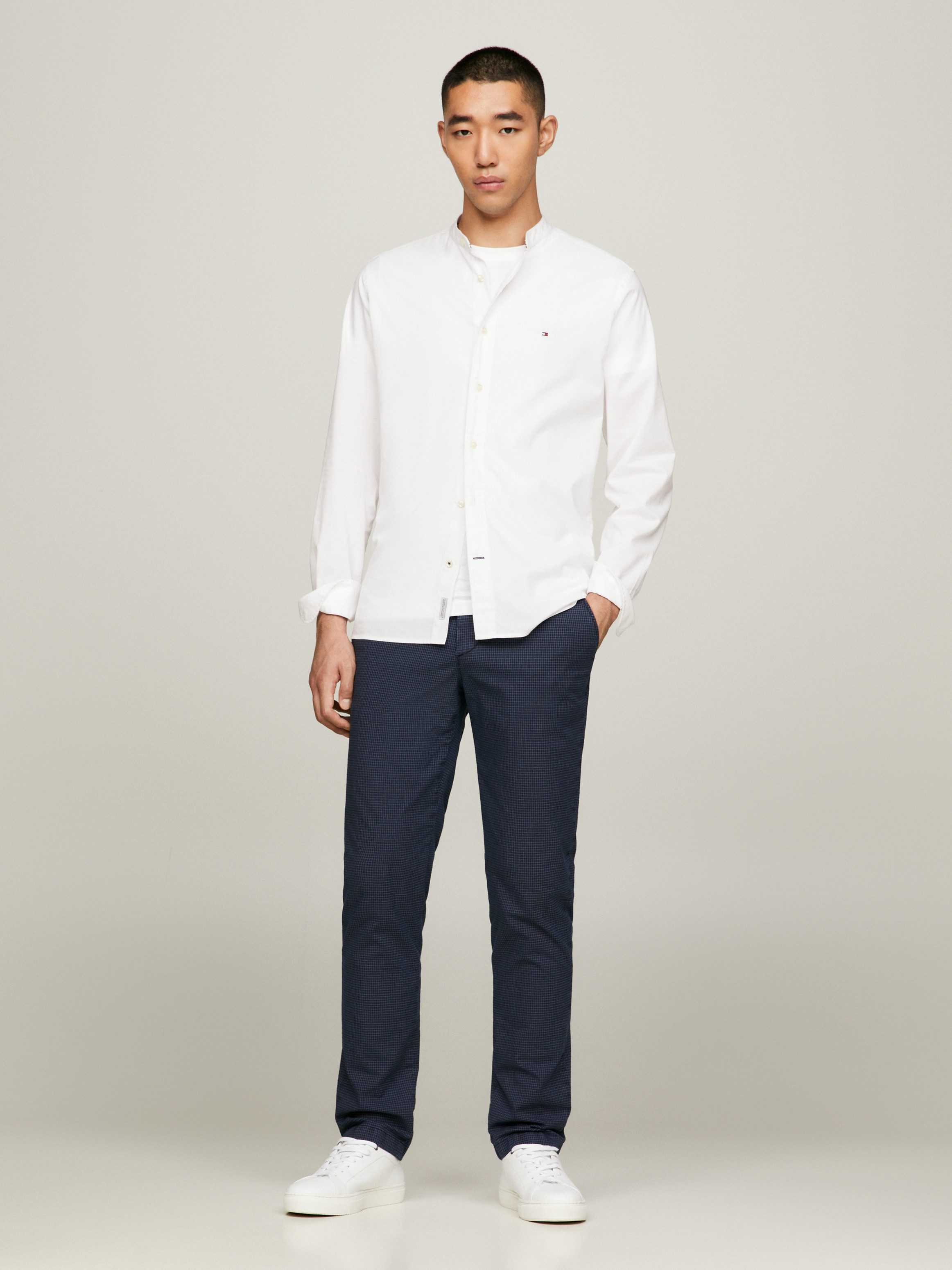 Tommy Hilfiger Overhemd met lange mouwen NATURAL SOFT SOLID MAO RF SHIRT met tommy hilfiger merkrand binnenin de mouwopening