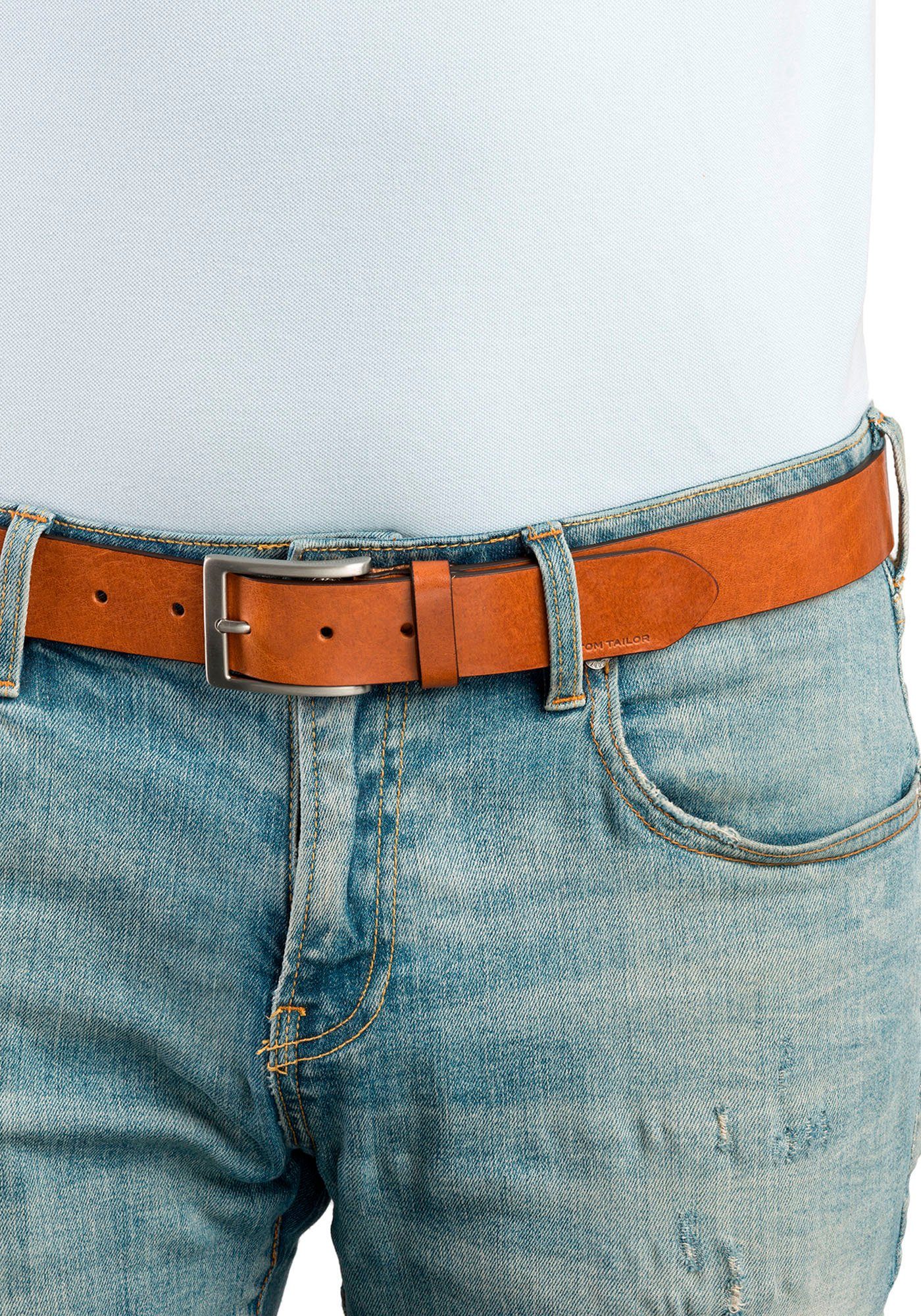 Tom Tailor Leren riem TTJADEN 3,5 cm brede herenriem, ideaal voor jeans tot maat 120