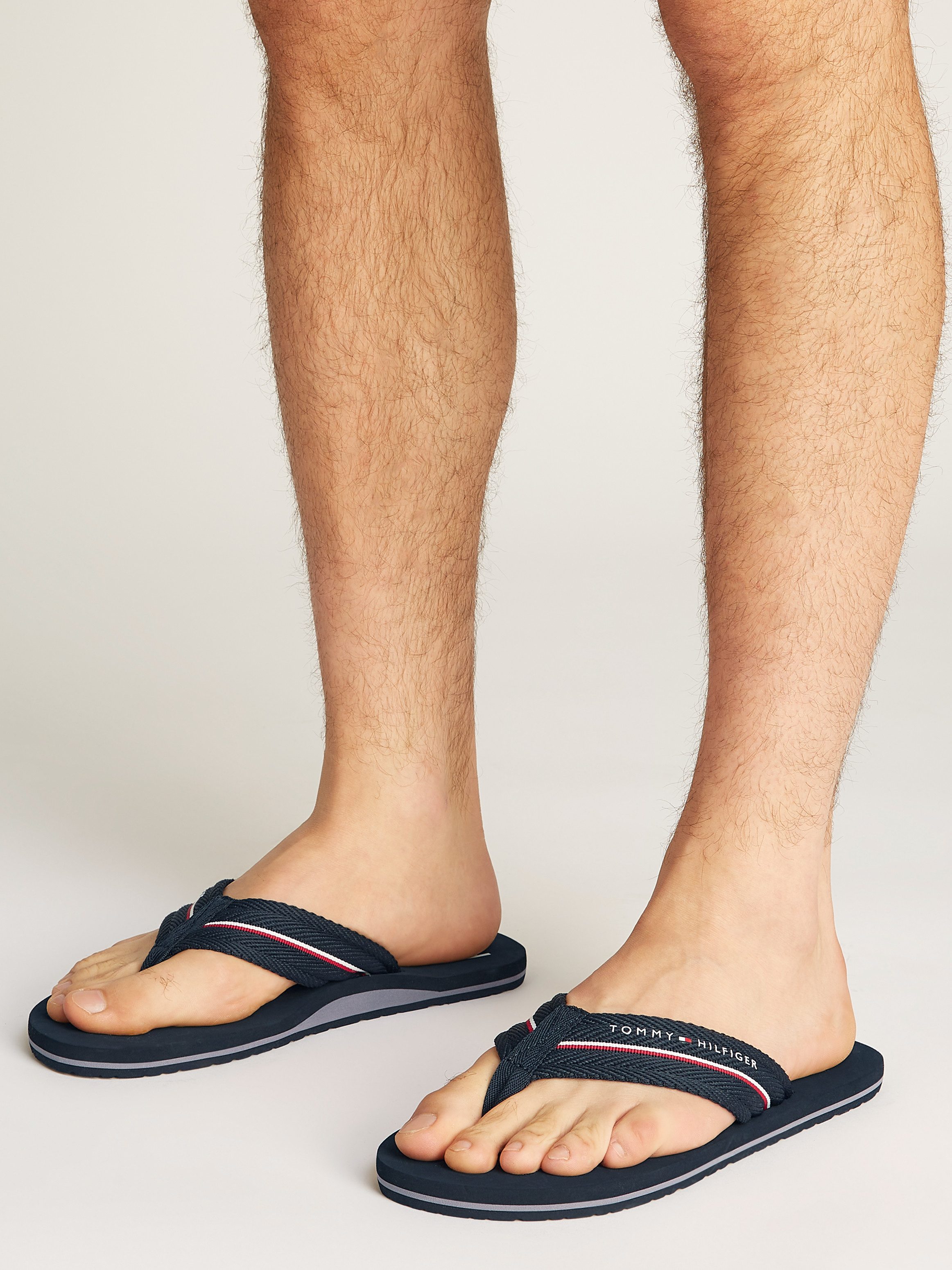 Tommy Hilfiger Teenslippers TOMMY HILFIGER WEB BEACH SANDAL dianette, zomerschoen, badslipper met logo-opschrift