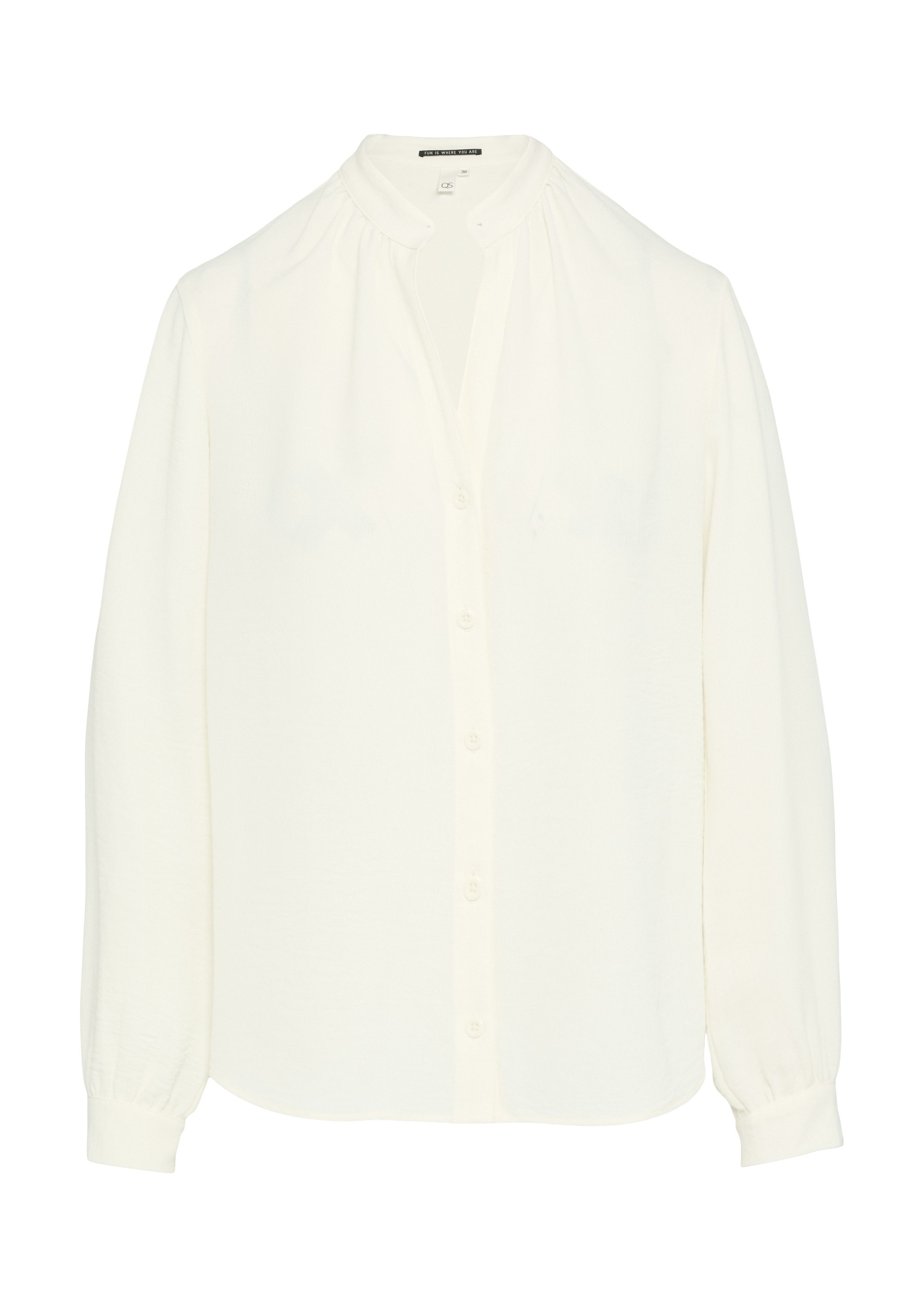 Q S designed by Blouse met lange mouwen met rimpeling aan de staande kraag