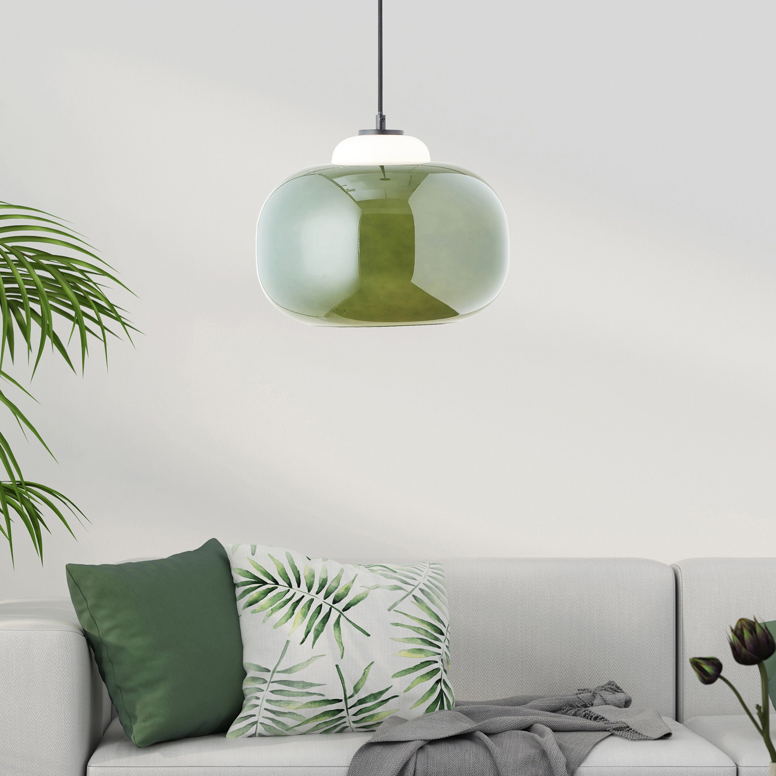 Brilliant Leuchten Hanglamp Blop Hoogte 128,5 cm, Ø 30 cm, E27, inkortbaar, glas/metaal