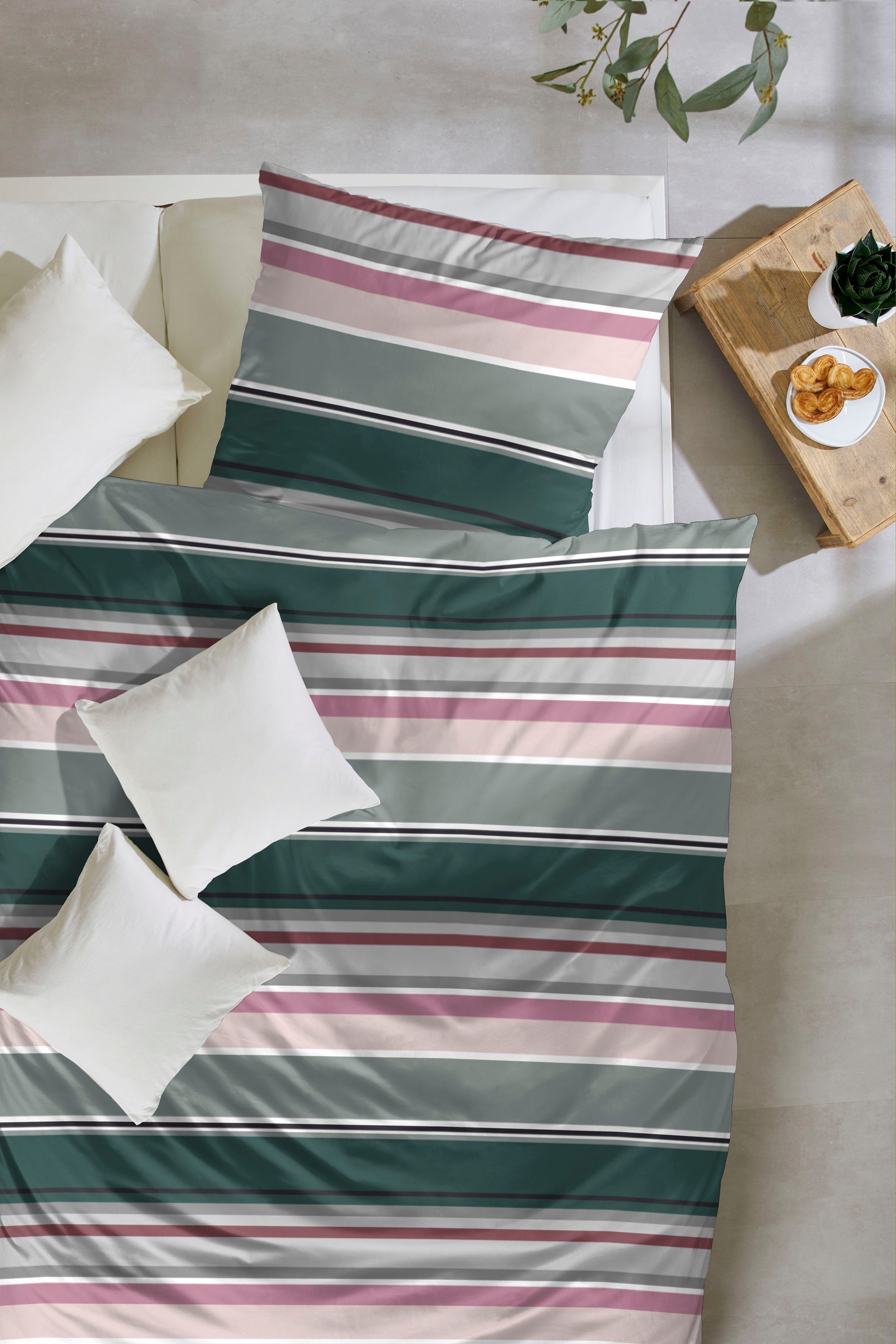 Primera Overtrekset Late Summer Stripe met moderne strepen in frisse kleuren (2-delig)