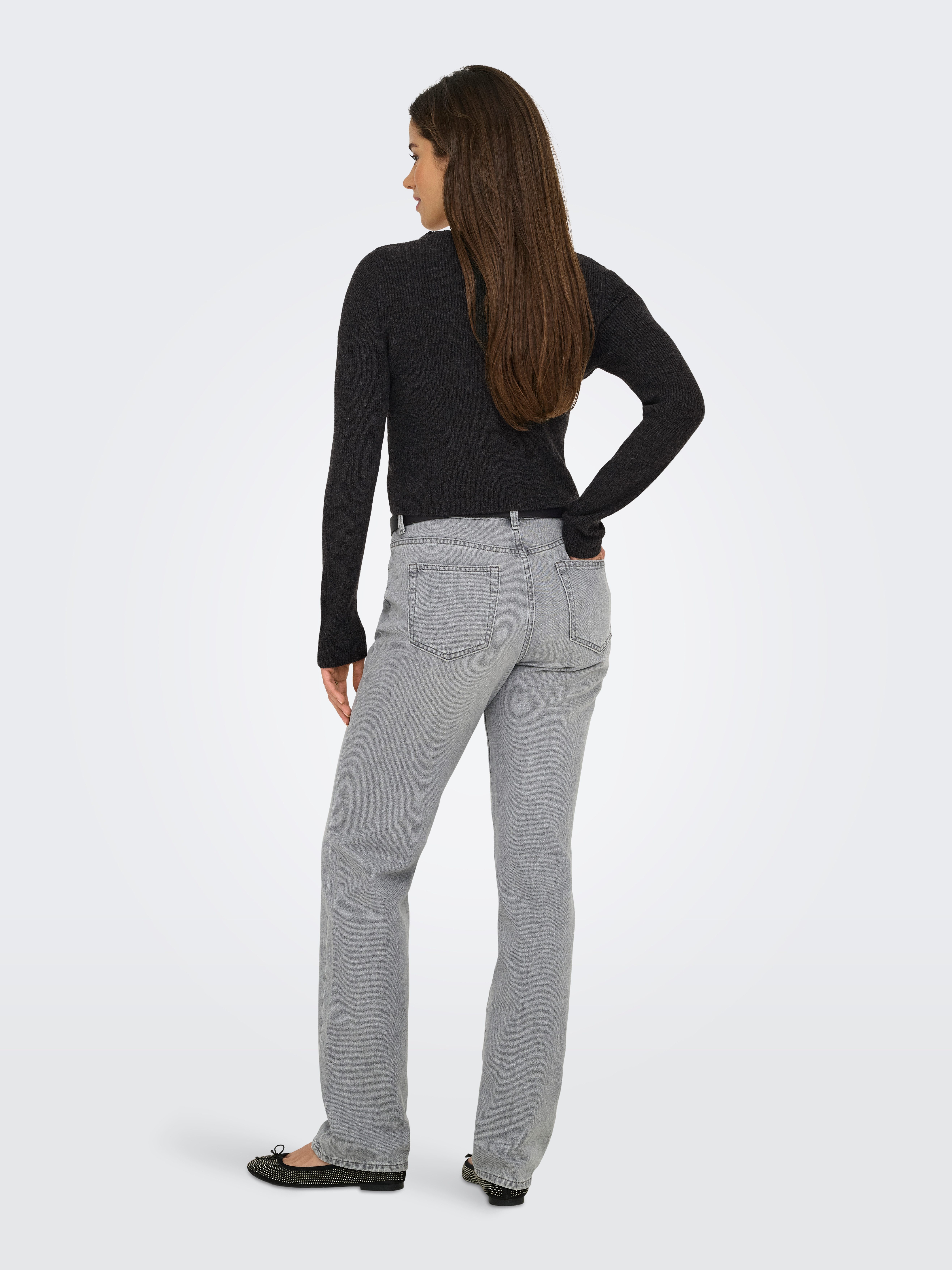 Only Gebreide trui ONLRICA LIFE LS VNECK PEARLCARD KNT
