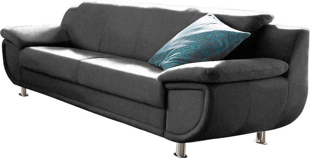 TRENDMANUFAKTUR 3-zitsbank Rondo, breedte 207 cm, brede armleuningen, chromen poten Big-sofa optioneel met bonnellvering, in verschillende bekledingen bestelbaar