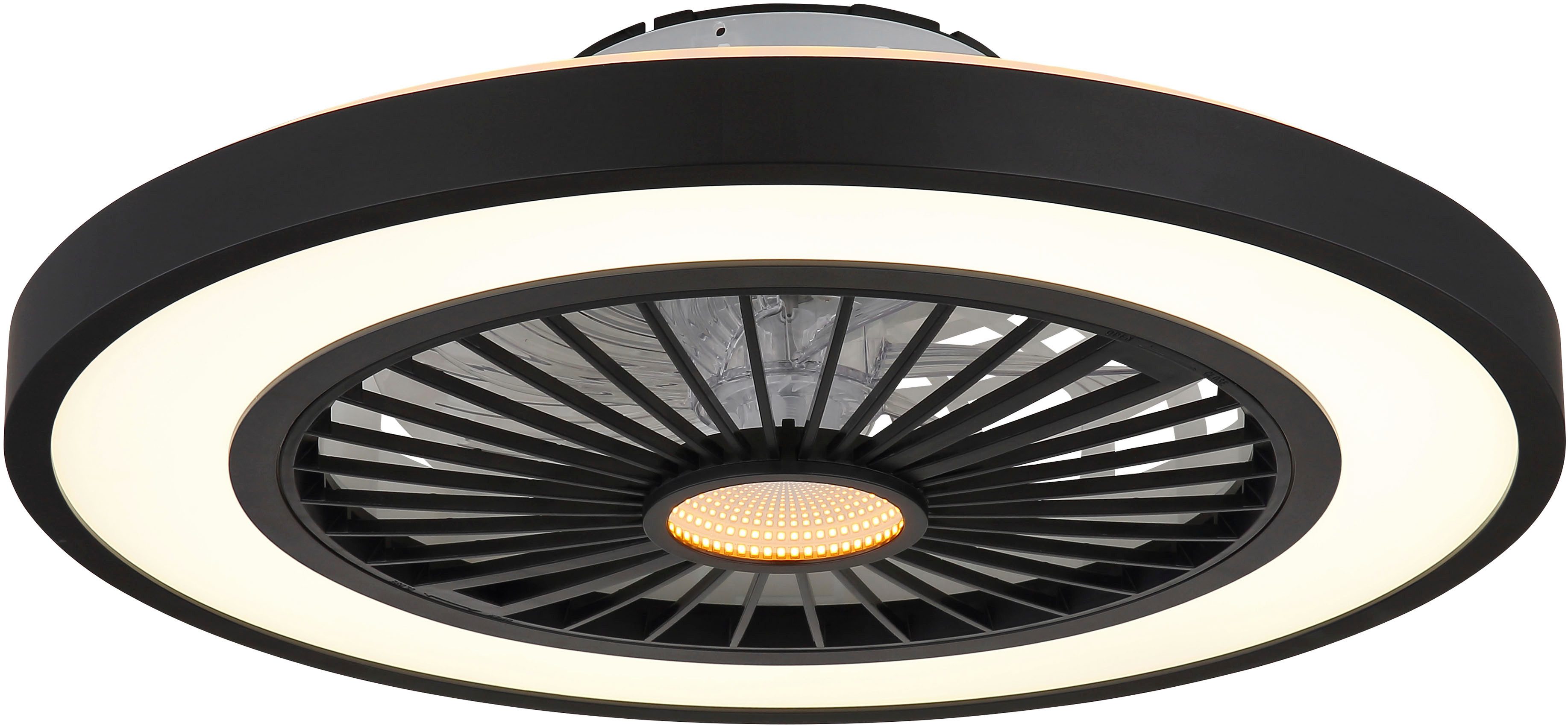 Globo Lightning Plafondlamp BLIZZAK Plafondventilator metaal zwart mat, LED (1 stuk)