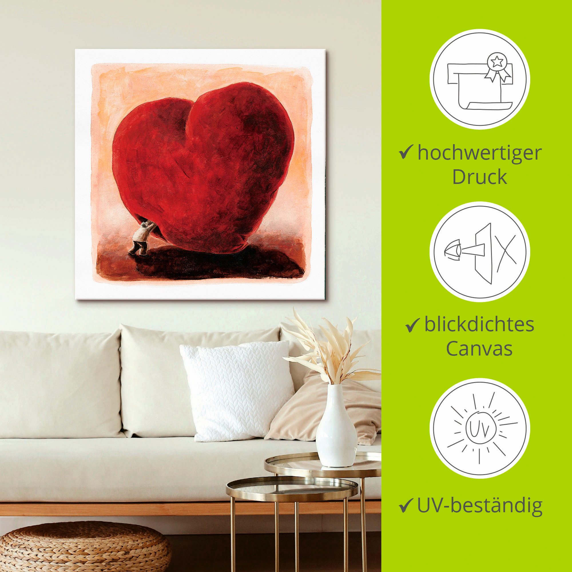 Artland Artprint op linnen Zacht hart gespannen op een spieraam