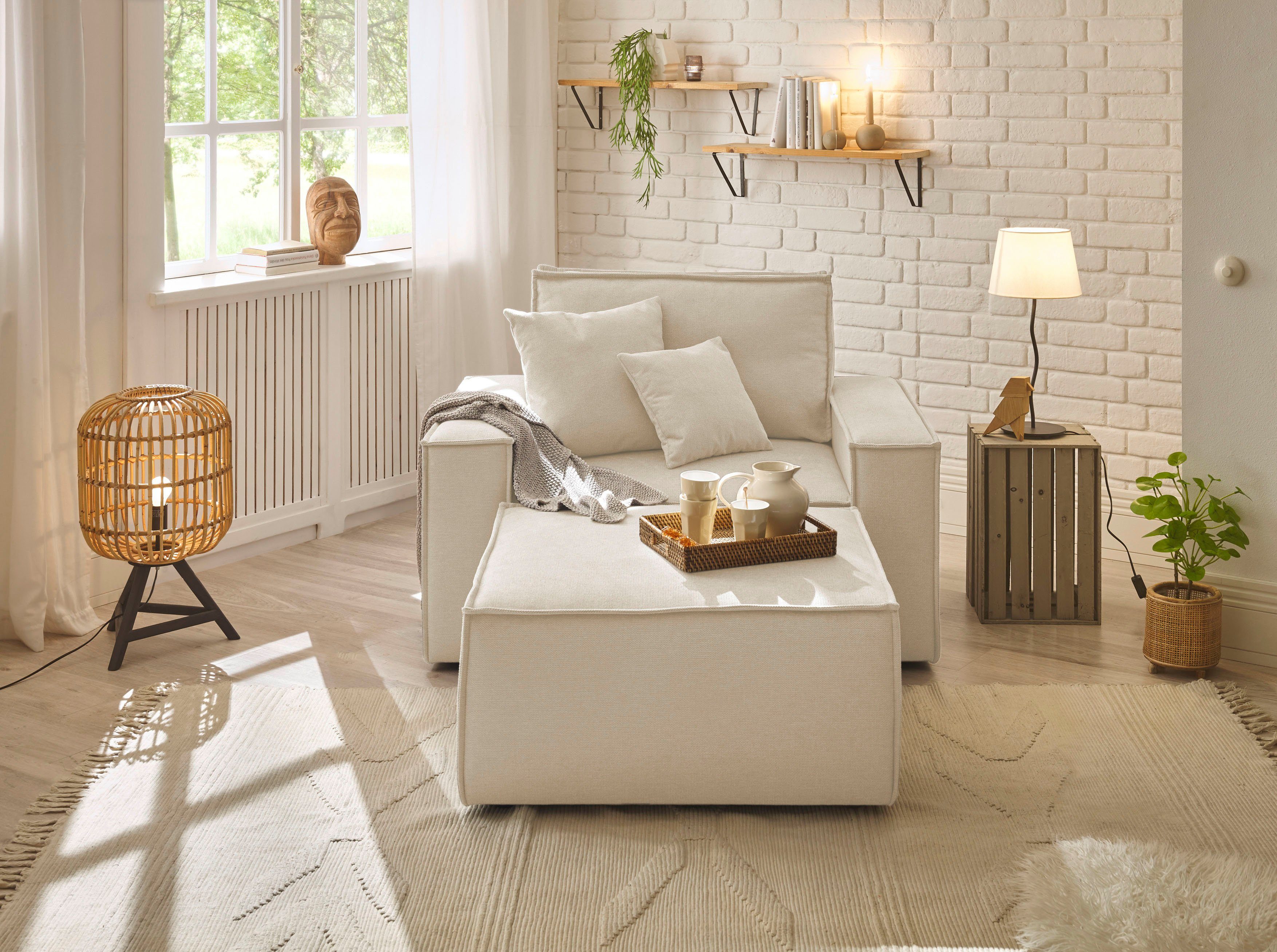 andas Loveseat Finnley Loveseat en hocker als set, passend bij de bekleding-serie Finnley (2-delig)