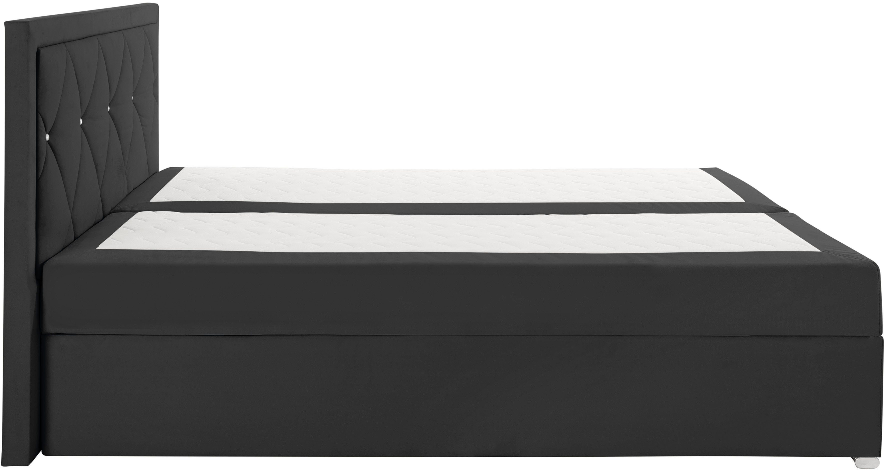 Leonique Boxspring Alfie, bestseller, optioneel met bedlade met strassteentjes in het hoofdbord, h2, h3 en h4 ter keuze