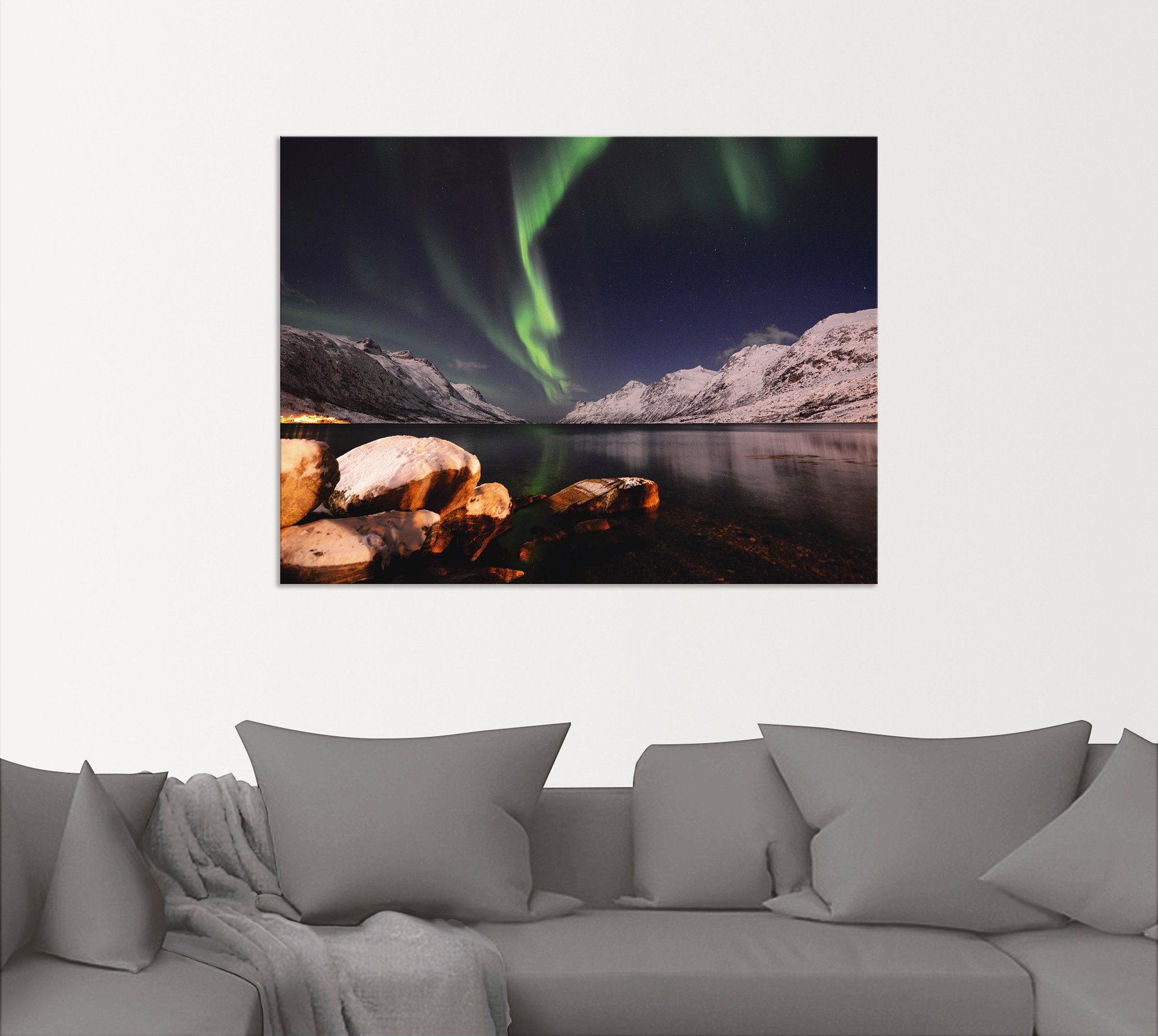 Artland Artprint Noorderlicht Noorwegen II als artprint van aluminium, artprint voor buiten, poster in diverse formaten