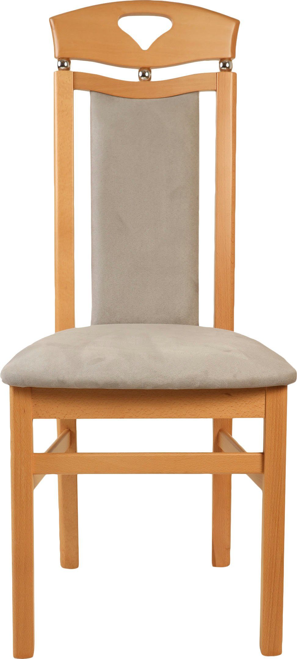 Home affaire Eetkamerstoel Berta keukenstoel Bekleding van microvezel, frame van massief beukenhout (set, 2 stuks)