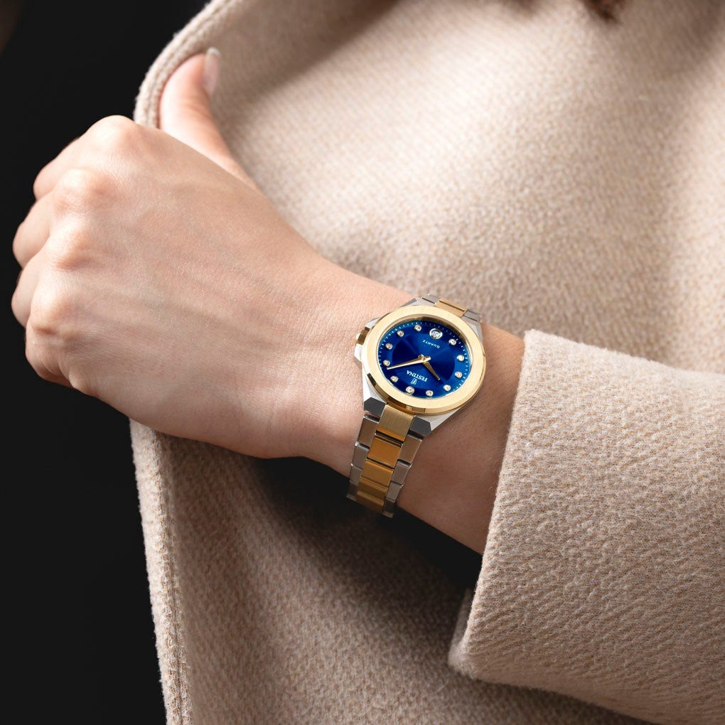 Festina Kwartshorloge Mademoiselle Horloge, dameshorloge, leren band, analoog, dag, zirkonia (synth.)