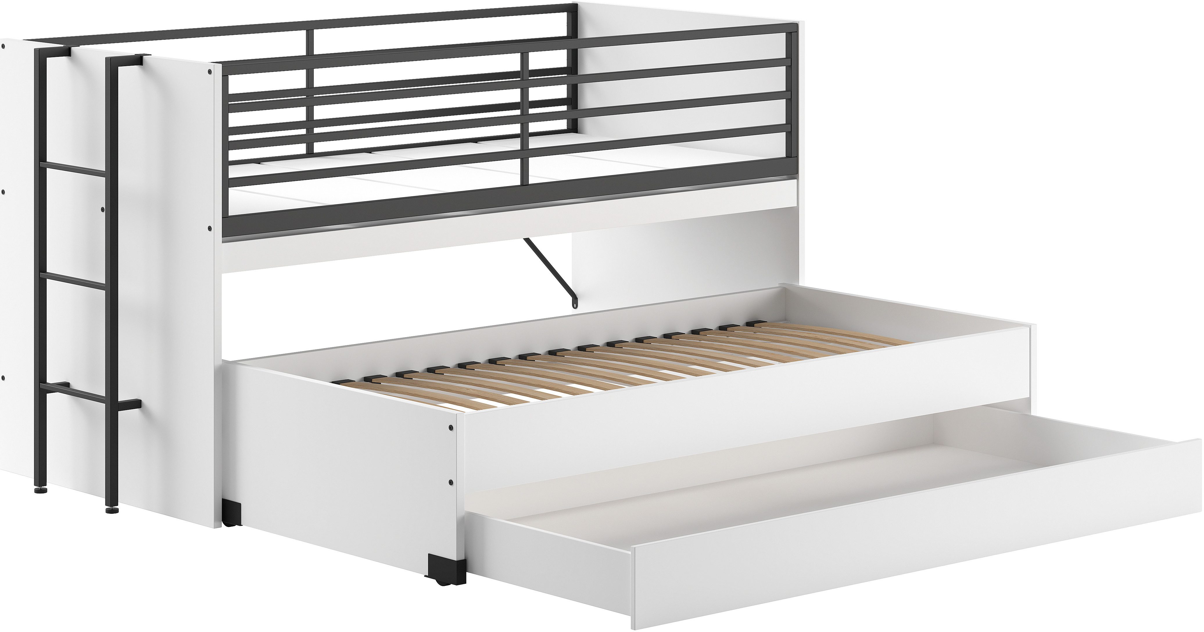 Home affaire Stapelbed voor kleine ruimtes, 2 ligplaatsen, bedlade, inclusief bureau, decor