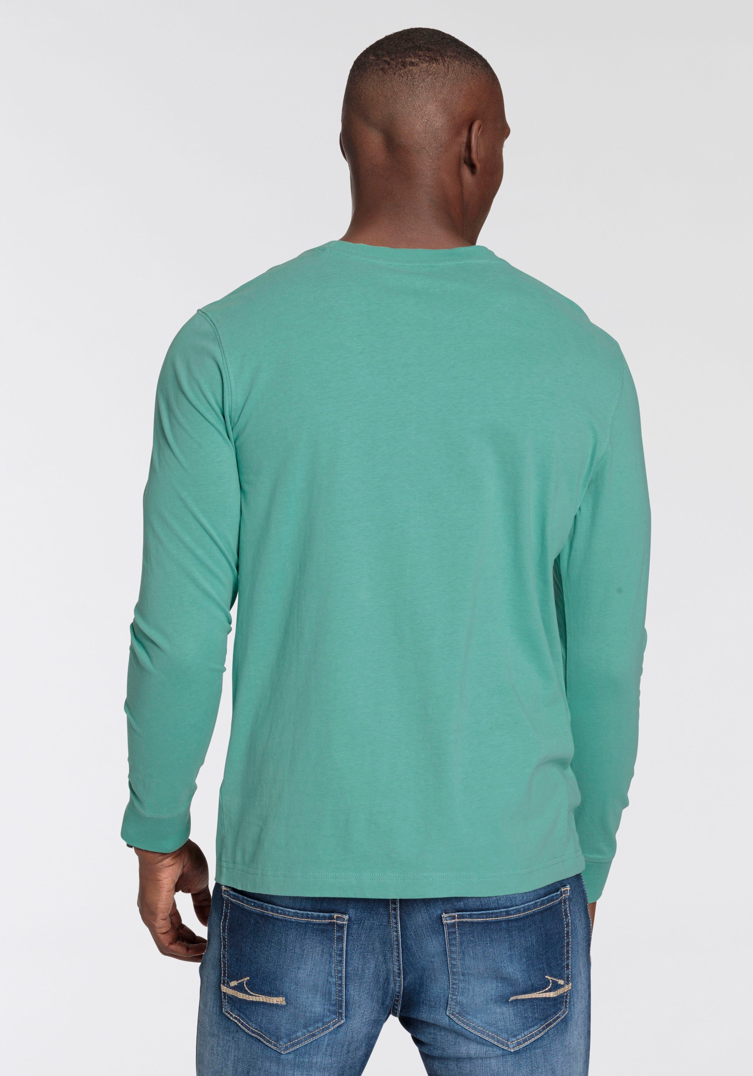 DELMAO Shirt met lange mouwen smalle pasvorm, met casual print, ronde hals