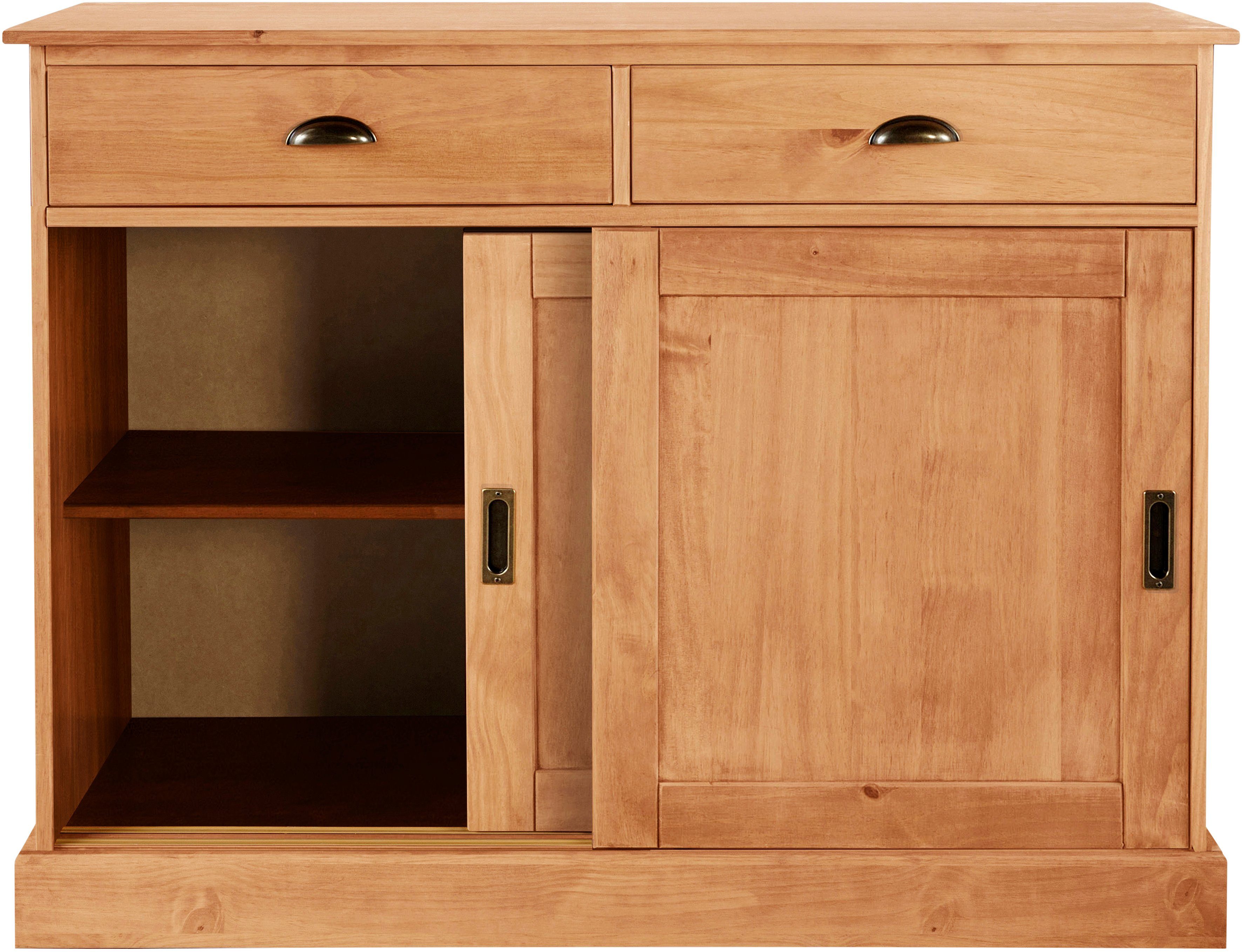 Home affaire Dressoir Schröder Commode, 2 schuifdeuren, 2 lades, van massief dennenhout