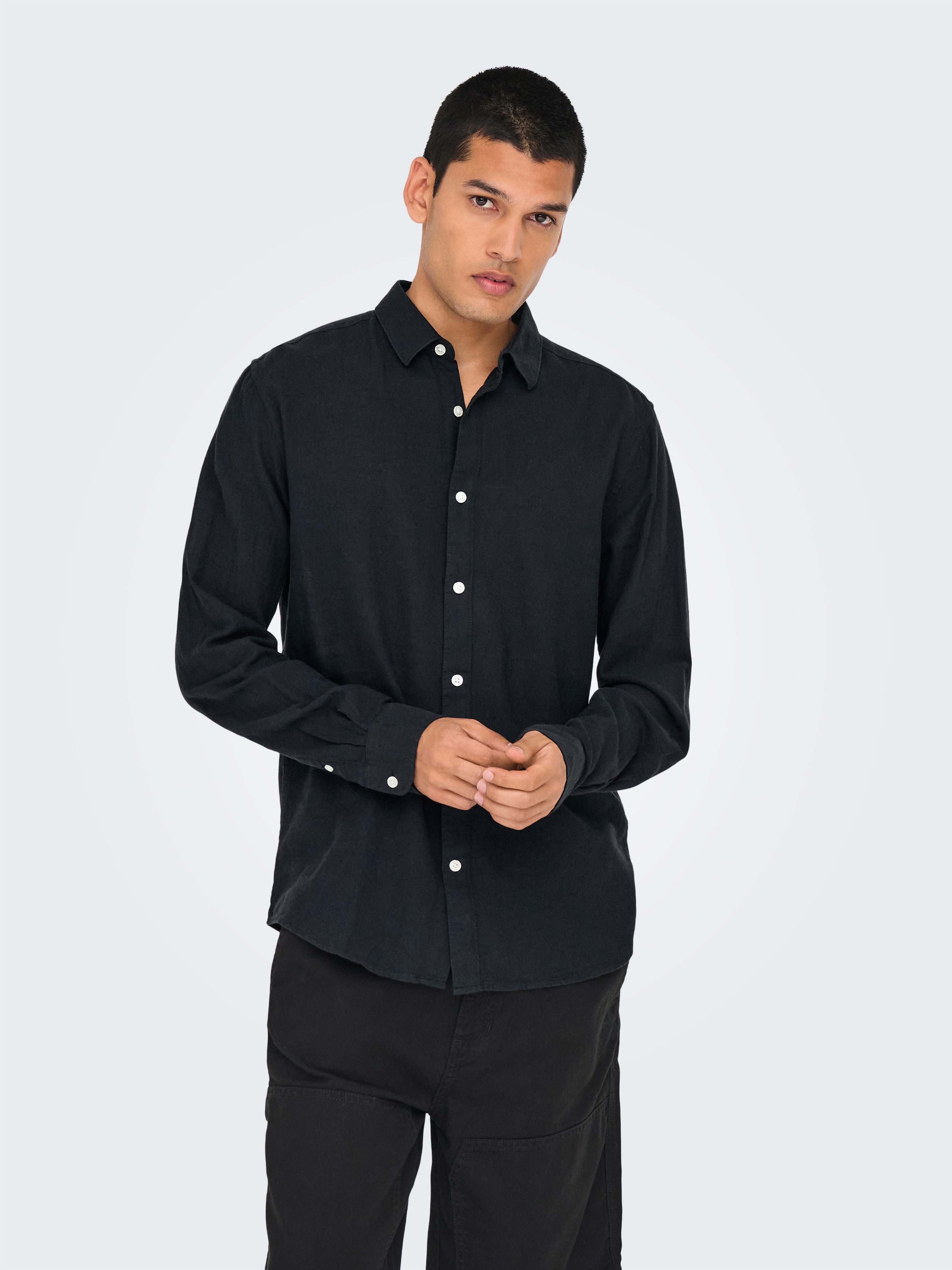 ONLY & SONS Overhemd met lange mouwen ONSCAIDEN LS SOLID LINEN SHIRT NOOS
