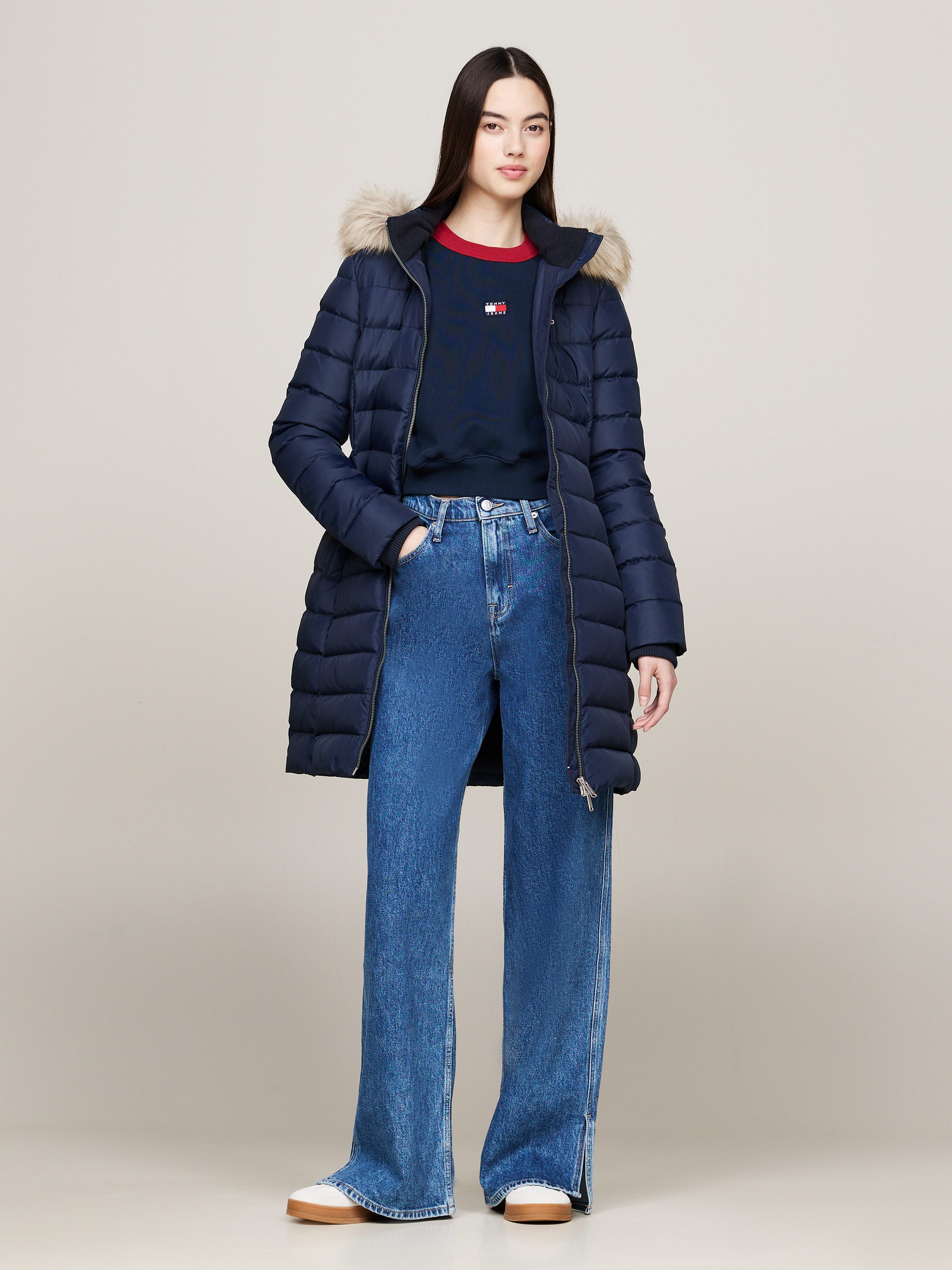 TOMMY JEANS Gewatteerde jas TJW ESSENTIAL HOODED DOWN COAT