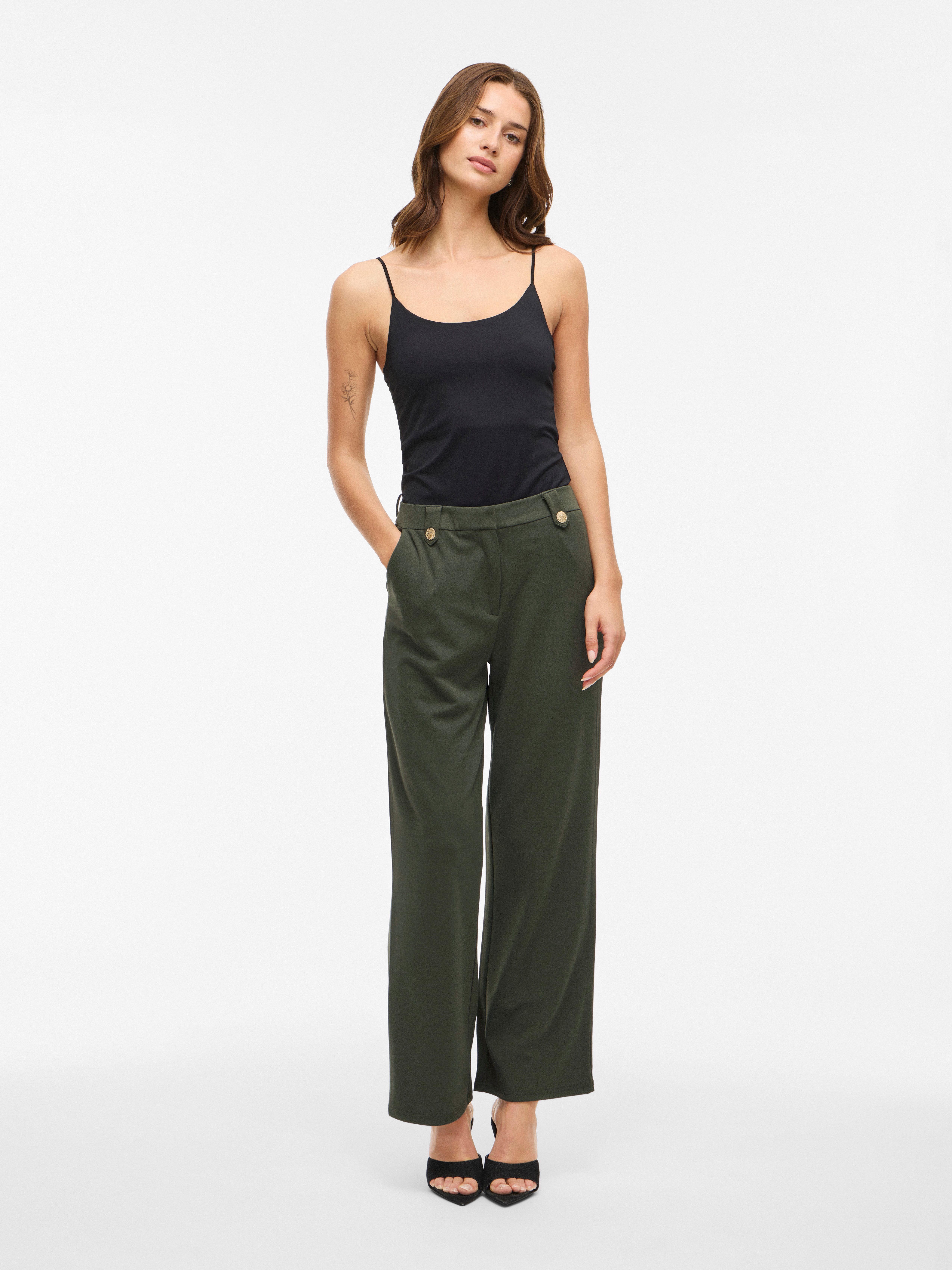 Vila Pantalon VICLUA HW WIDE BUTTON PANTS- NOOS