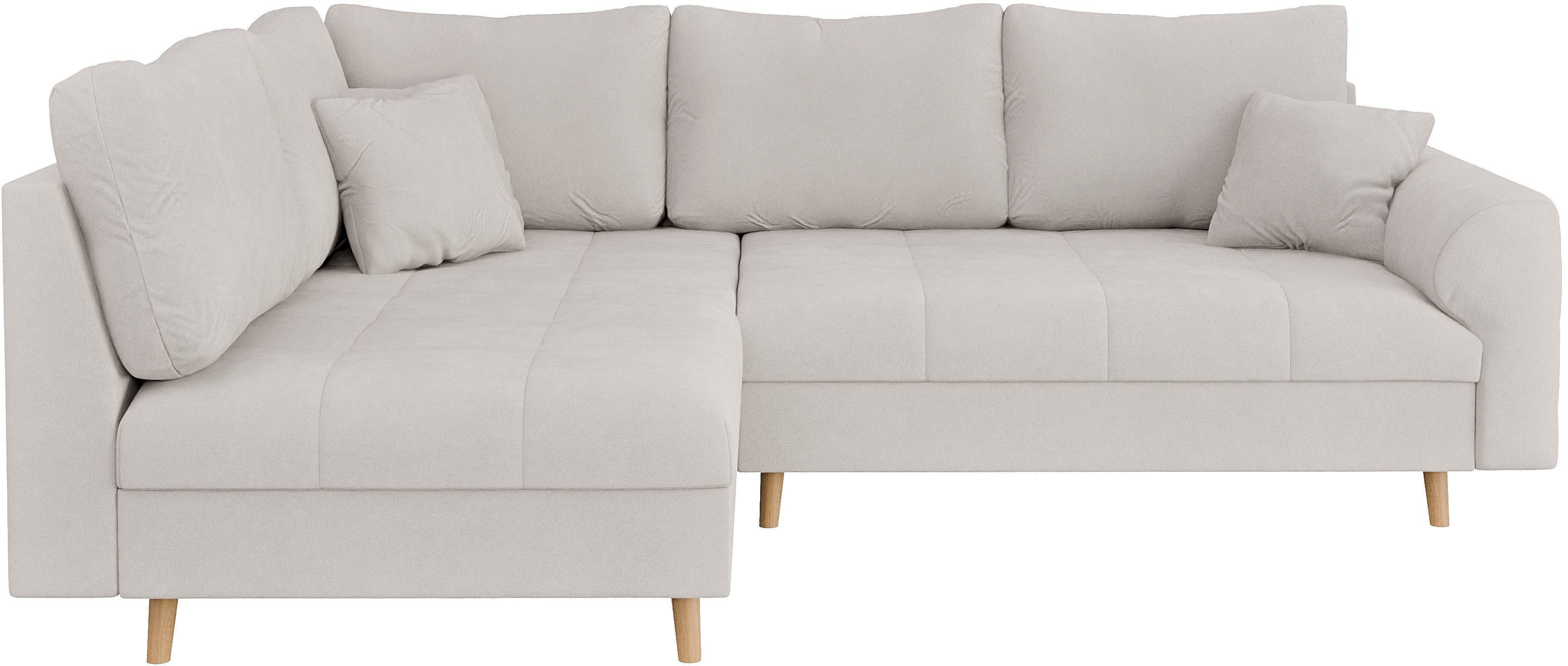 Home affaire Hoekbank CHARRE L-vorm met ottomane, afmetingen B/D/H: 231/161/81 cm fijne stiksels, losse rug- en sierkussens, ook in cord en bouclé