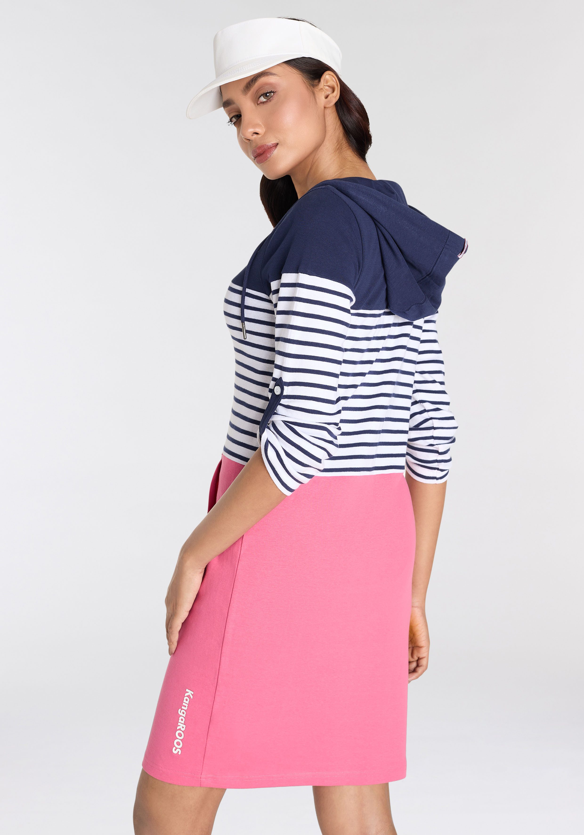KangaROOS Jerseyjurk korte jurk, casual look, van ribbreiwerk