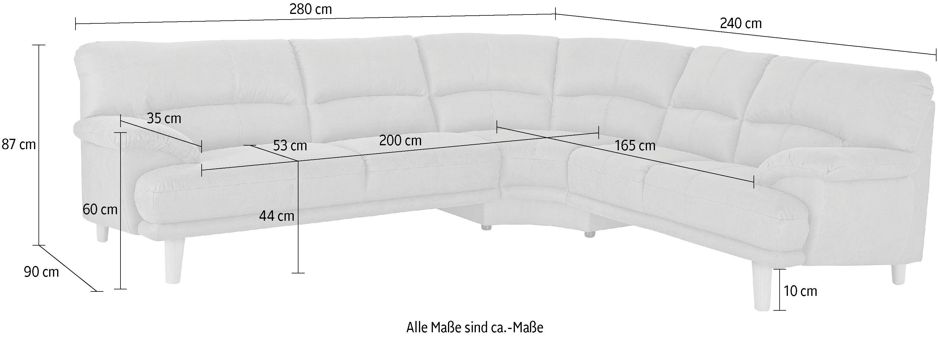 TRENDMANUFAKTUR Hoekbank Cecilia, Italiaans design, modern en comfortabel, L-vorm