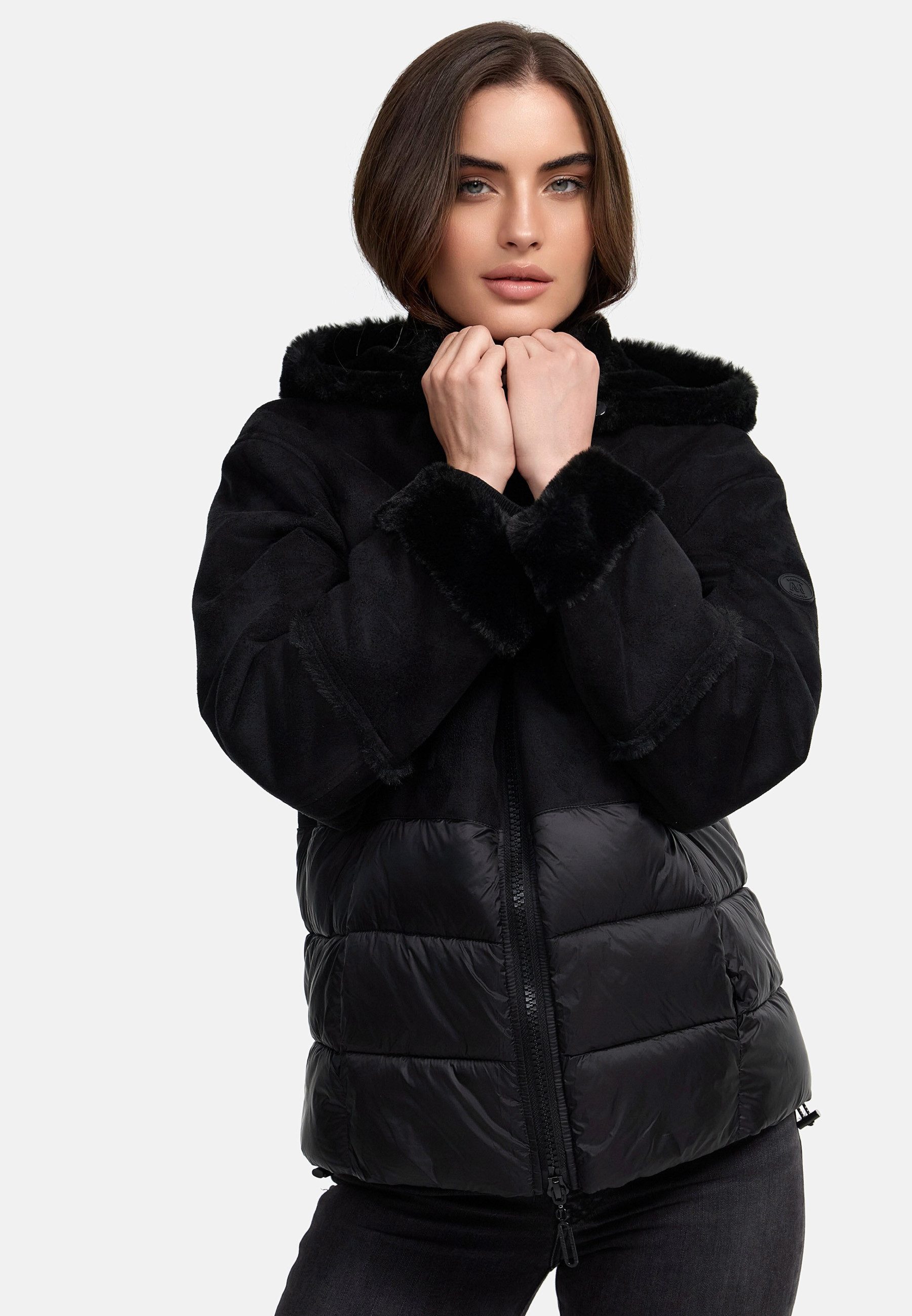 MANISA Kort jack met teddyfleece-capuchon
