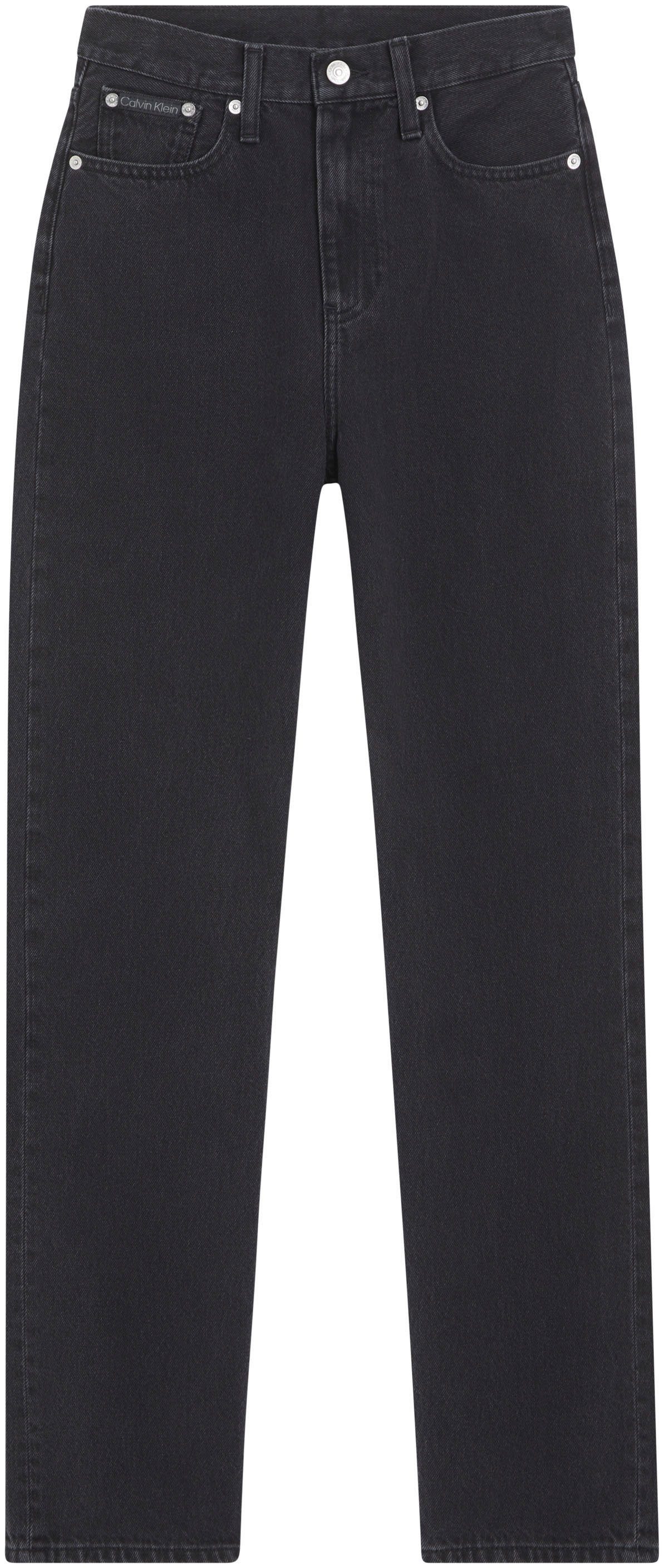 Calvin Klein Mom jeans HIGH RISE STRAIGHT lichte stone wash-look met muntzakje