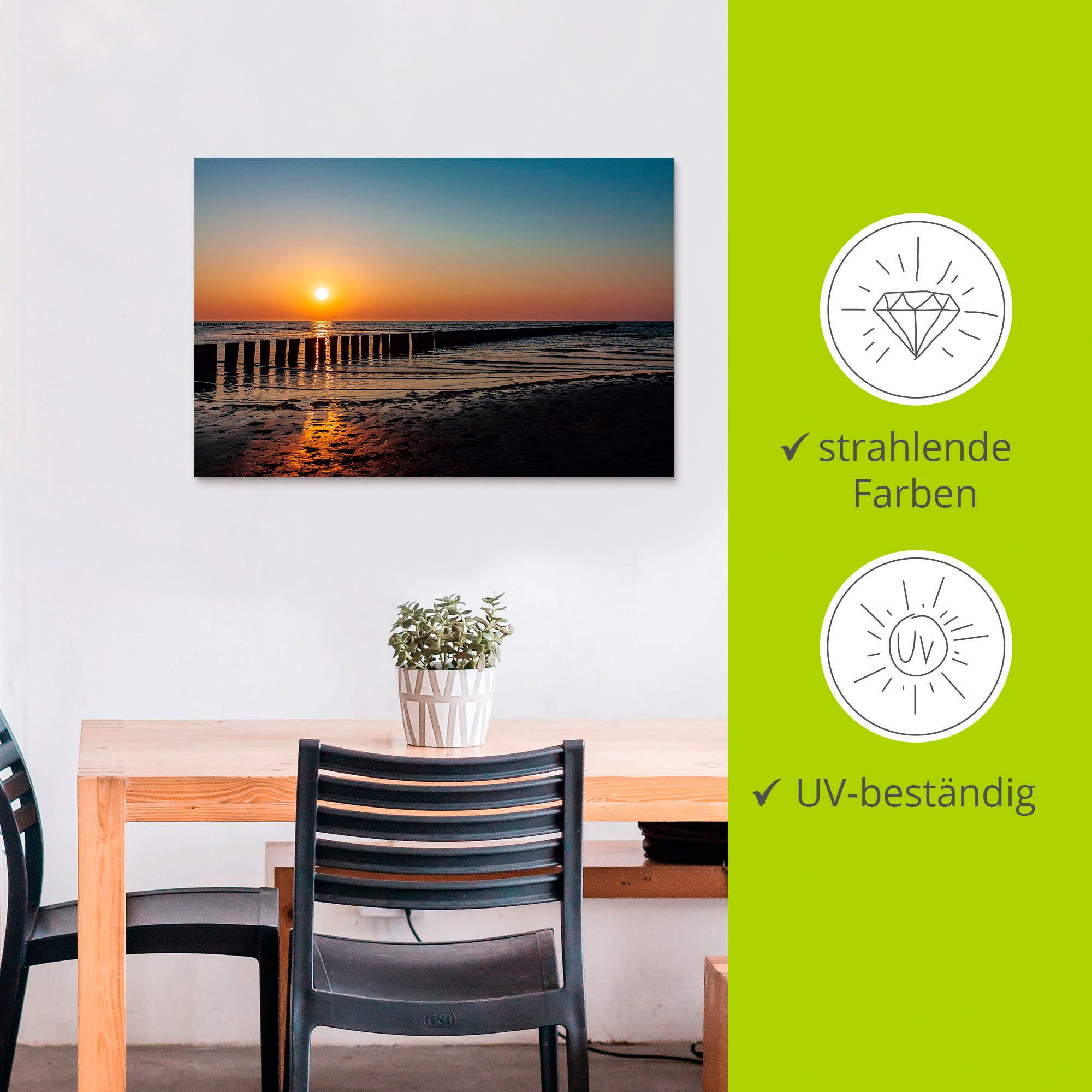 Artland Artprint Zonsondergang aan de Oostzee eiland Poel als artprint van aluminium, artprint voor buiten, poster in diverse formaten