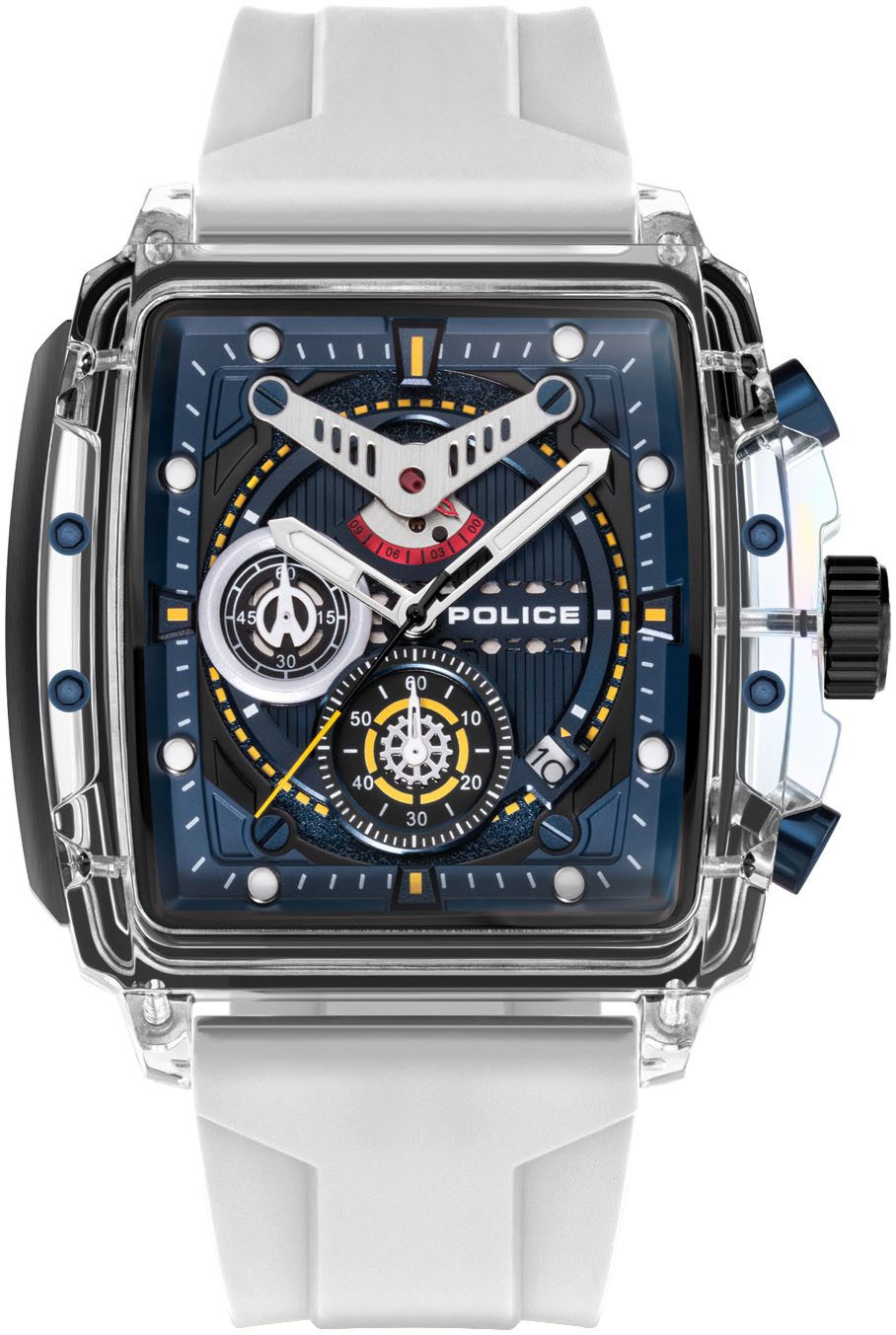 Police Chronograaf CLOUT Armbandhorloge, herenhorloge, siliconen armband, ideaal ook als cadeau, analoog (set, 4-delig, Met 3 wisselbandjes)