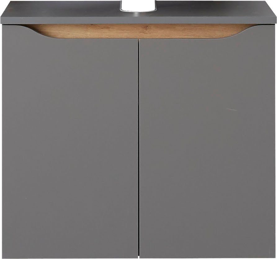 Saphir Wastafelonderkast Quickset onderkast, 60 cm breed, 2 deuren Wastafelonderkast met sifonuitsparing, zonder wasbak, greeploos
