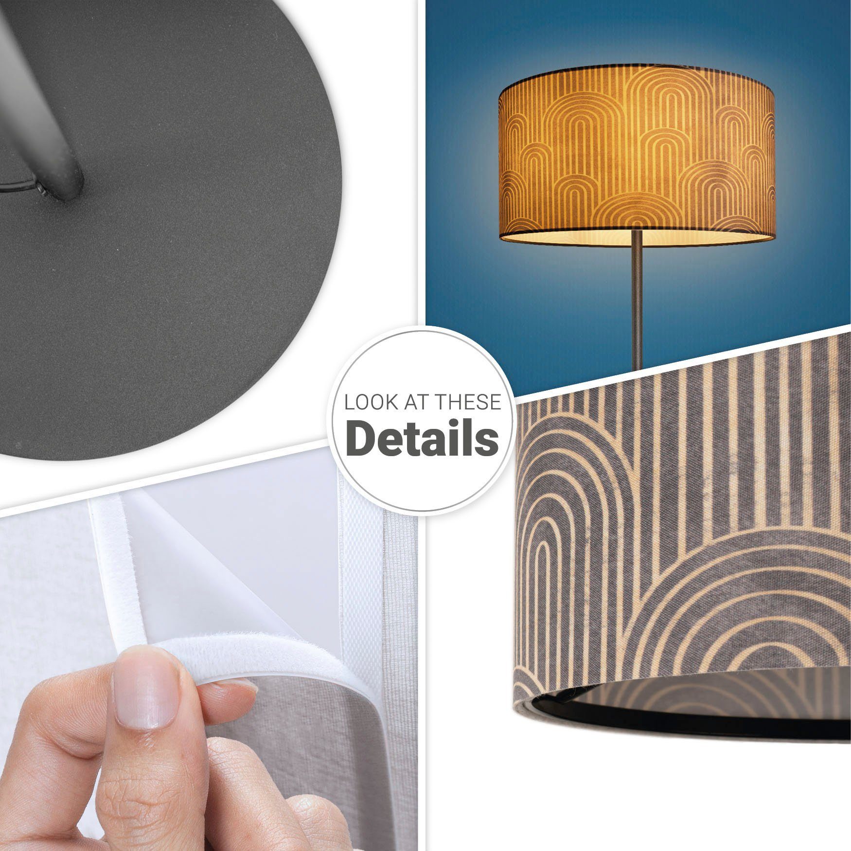 Paco Home Staande lamp Luca Pillar Met stoffen kap vloerlamp woonkamer leeslamp modern vintage E27